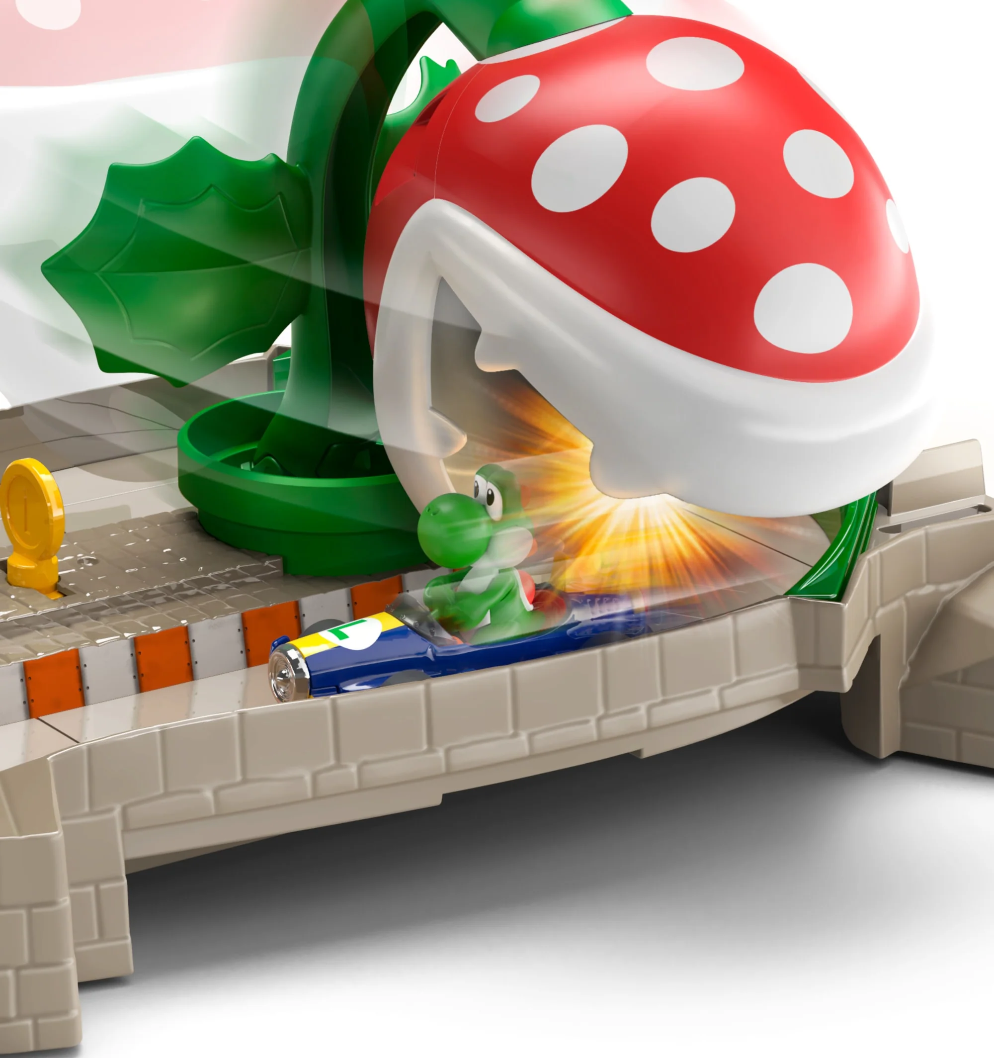 Hot Wheels Mario Kart Track Set - Piranha Plant Slide Track With Mario Kart Vehicle And Nemesis