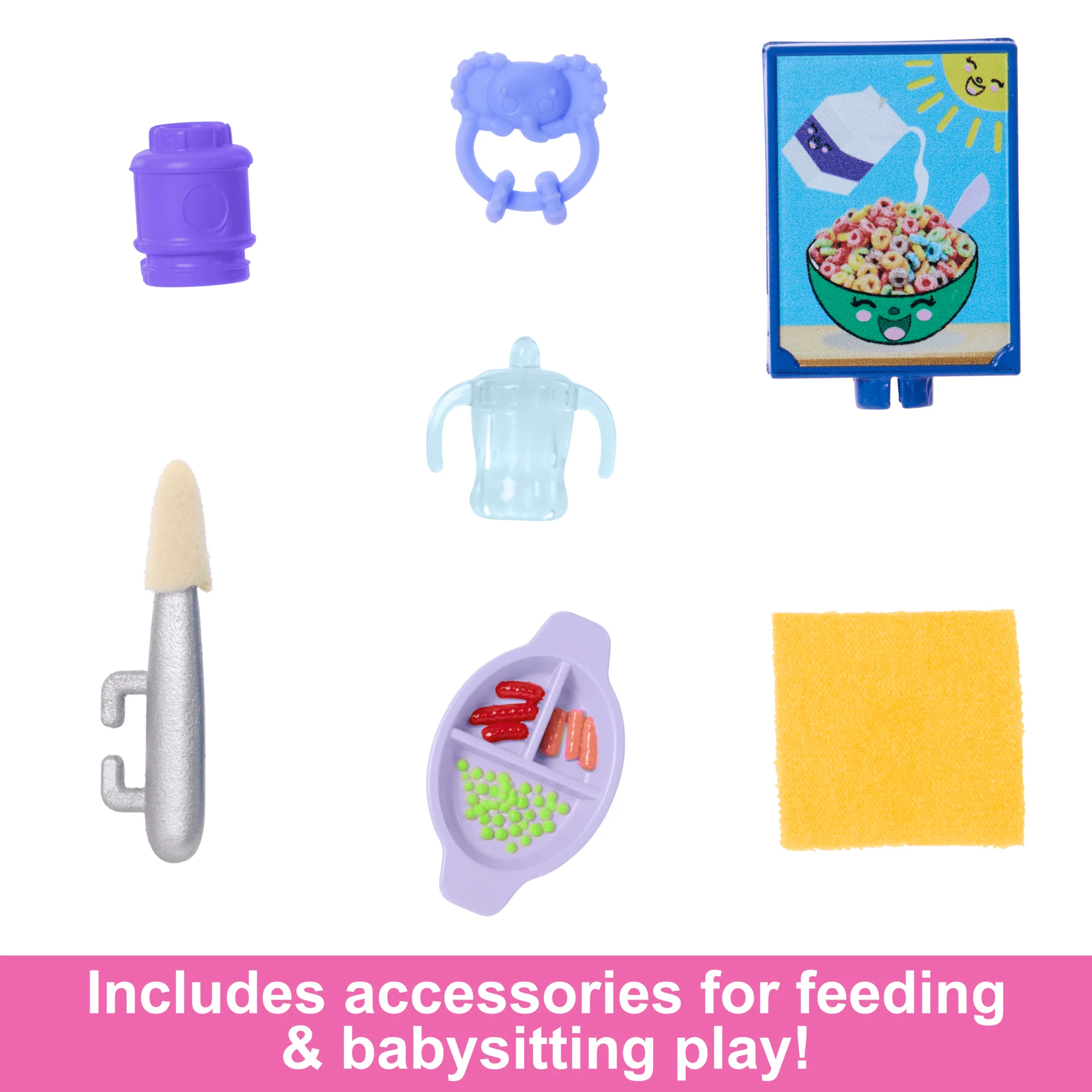 Barbie Skipper Babysitters Inc & Playset, Includes Doll, Baby, And Mealtime Accessories, 10 Piece Set