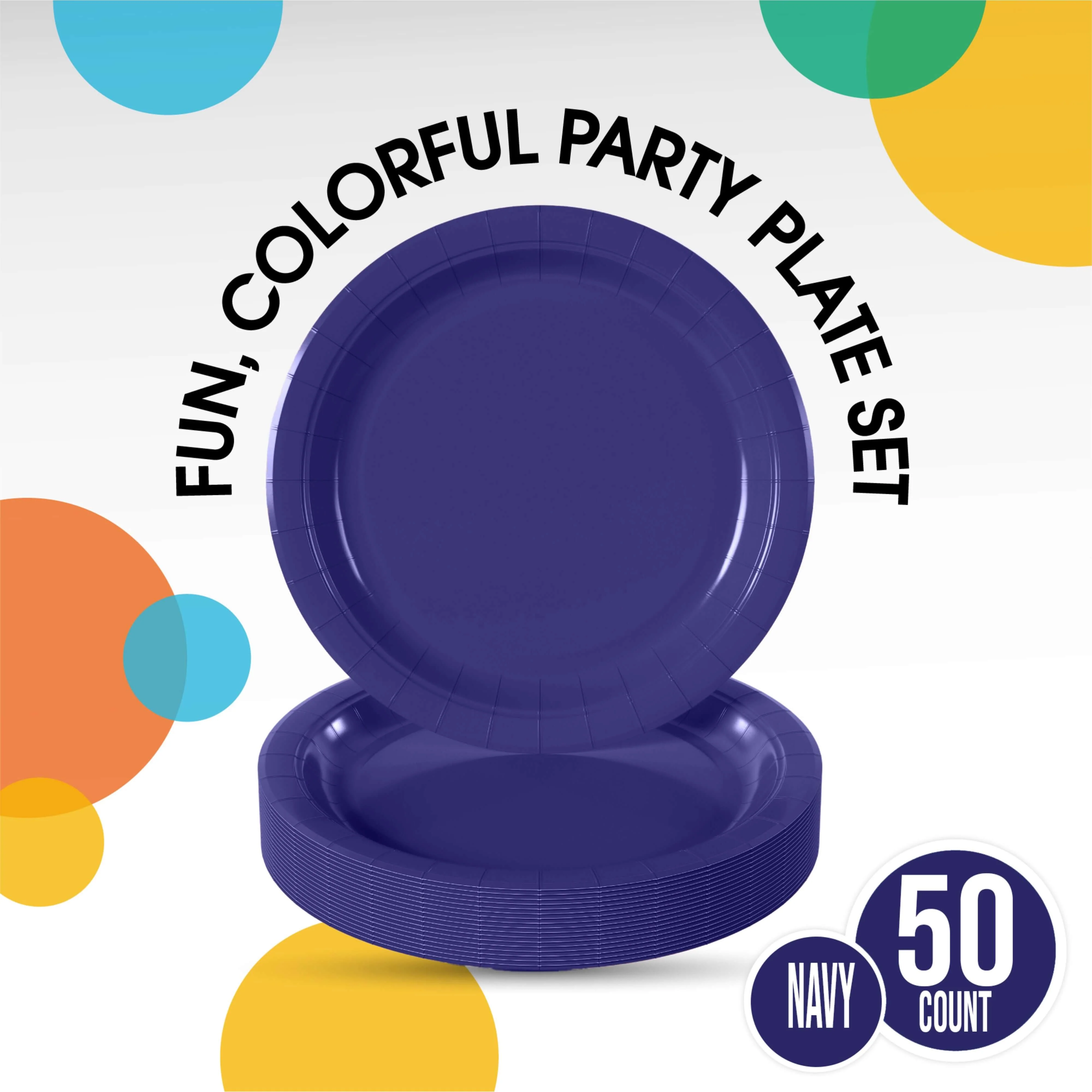 7 In. Navy Paper Plates - 50 Ct.