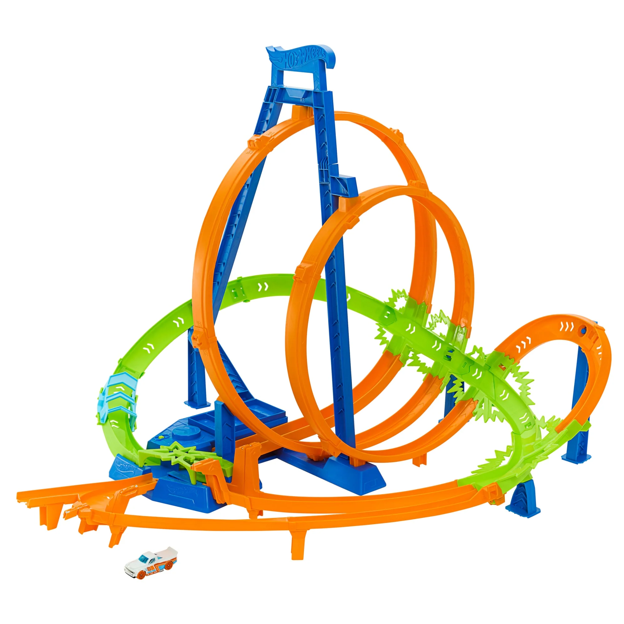 Hot Wheels Track Set With 5 Crash Zones, Motorized Booster And 1 Hot Wheels Car