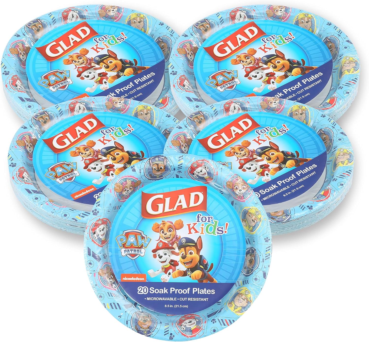 Glad for Kids Paw Patrol Paper Plates - Disposable Heavy Duty Paper Plates - Microwave Safe Kids Paw Patrol Birthday Party Cake Plates - Paw Patrol Plates for All Occasions - 20 Count, 8.5 Inch