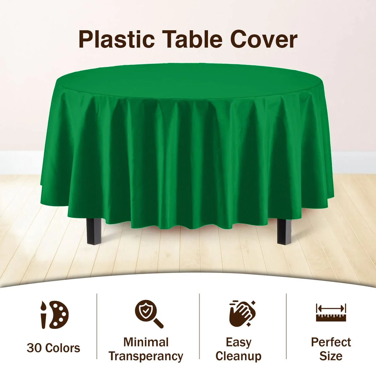 Emerald Green Round Plastic Table Cover