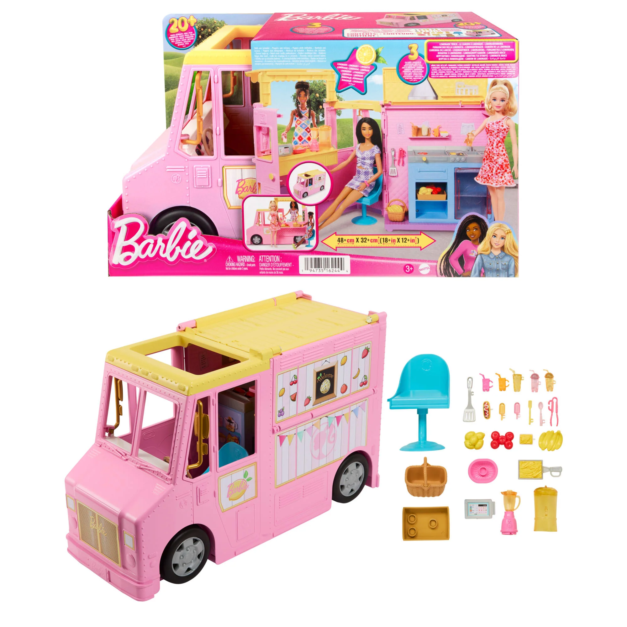 Barbie Sets, Lemonade Truck Playset With 25 Pieces