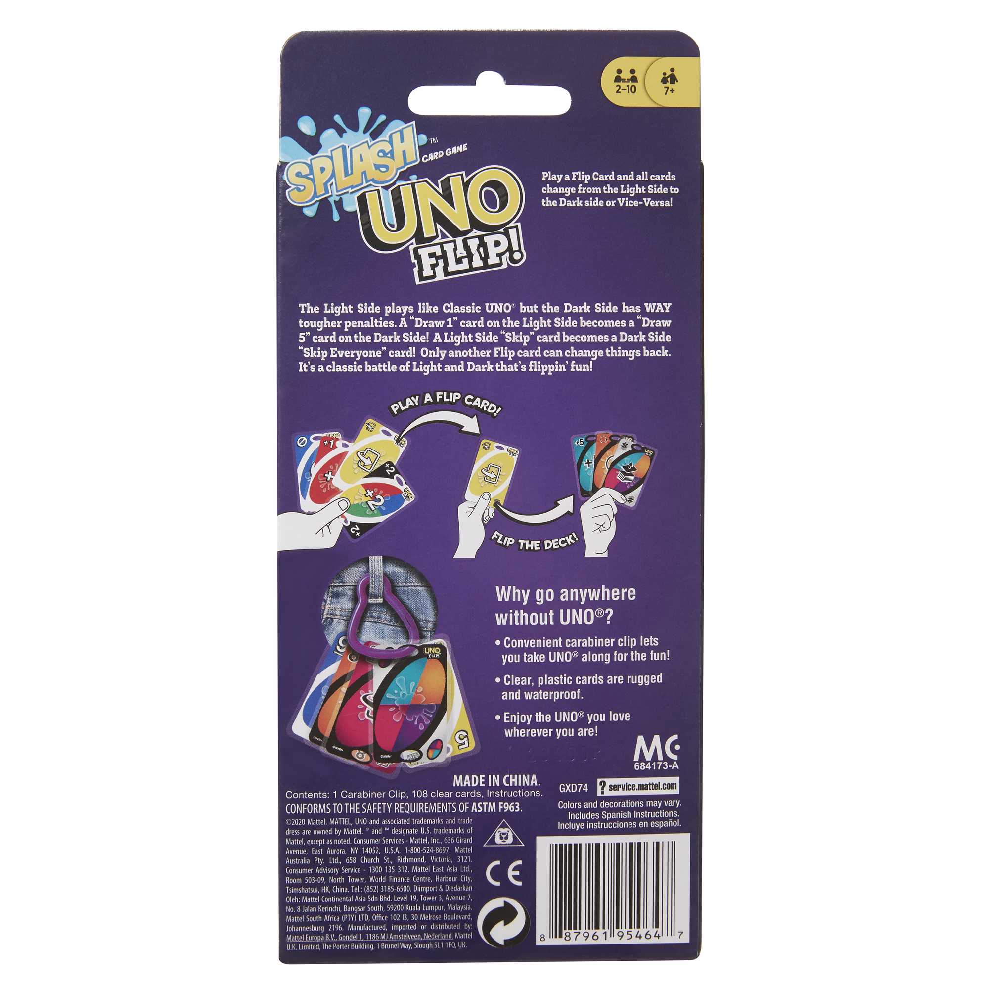 UNO Flip Splash Matching Card Game For 7 Year Olds & Up