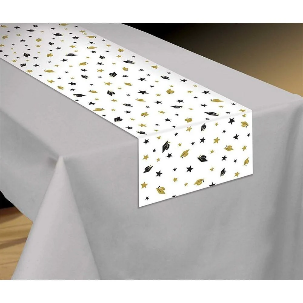 Graduation Black and Gold Paper Table Runner