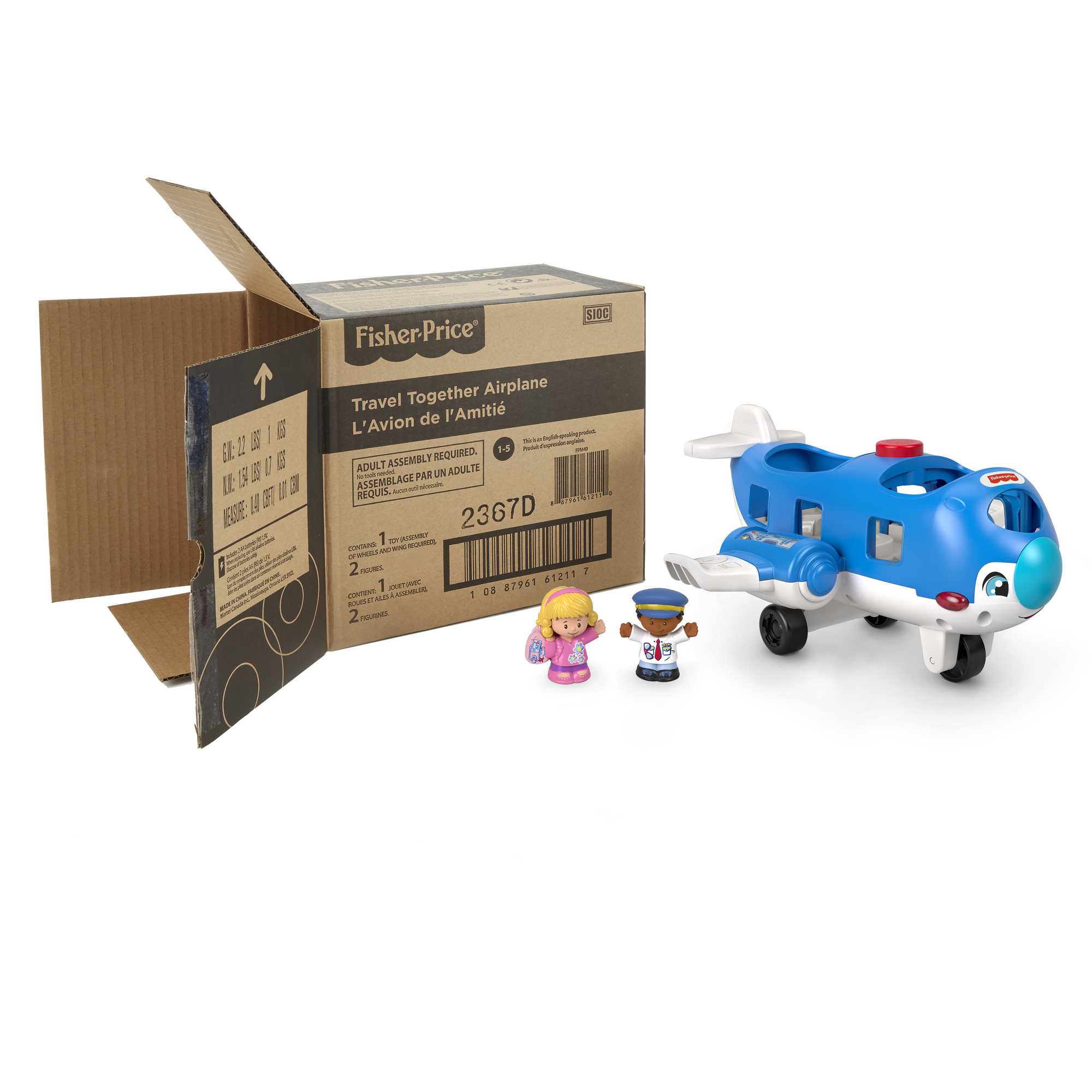 Fisher-Price Little People Airplane Toy With Lights And Sounds, 2 Figures, Toddler Toy, Ffp