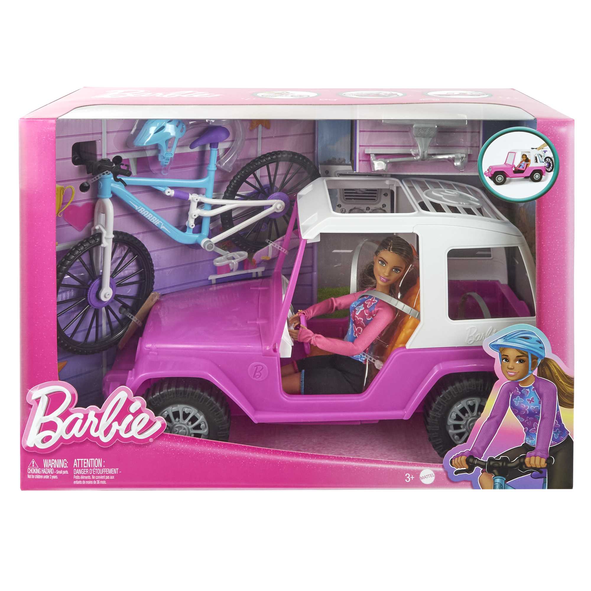 Barbie Doll And Mountain Bike Bundle With Barbie Car