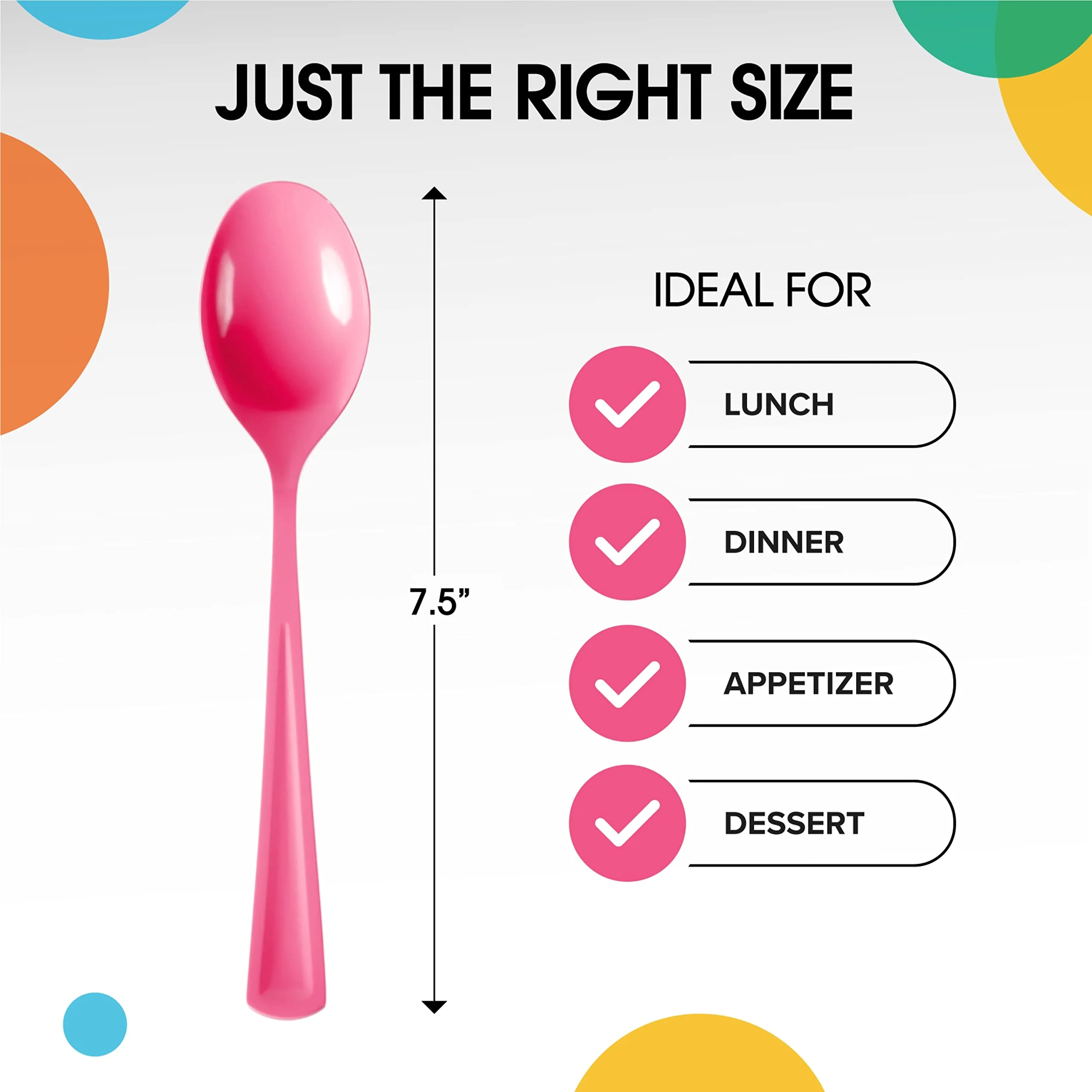 Heavy Duty Hot Pink Plastic Spoons | 50 Count