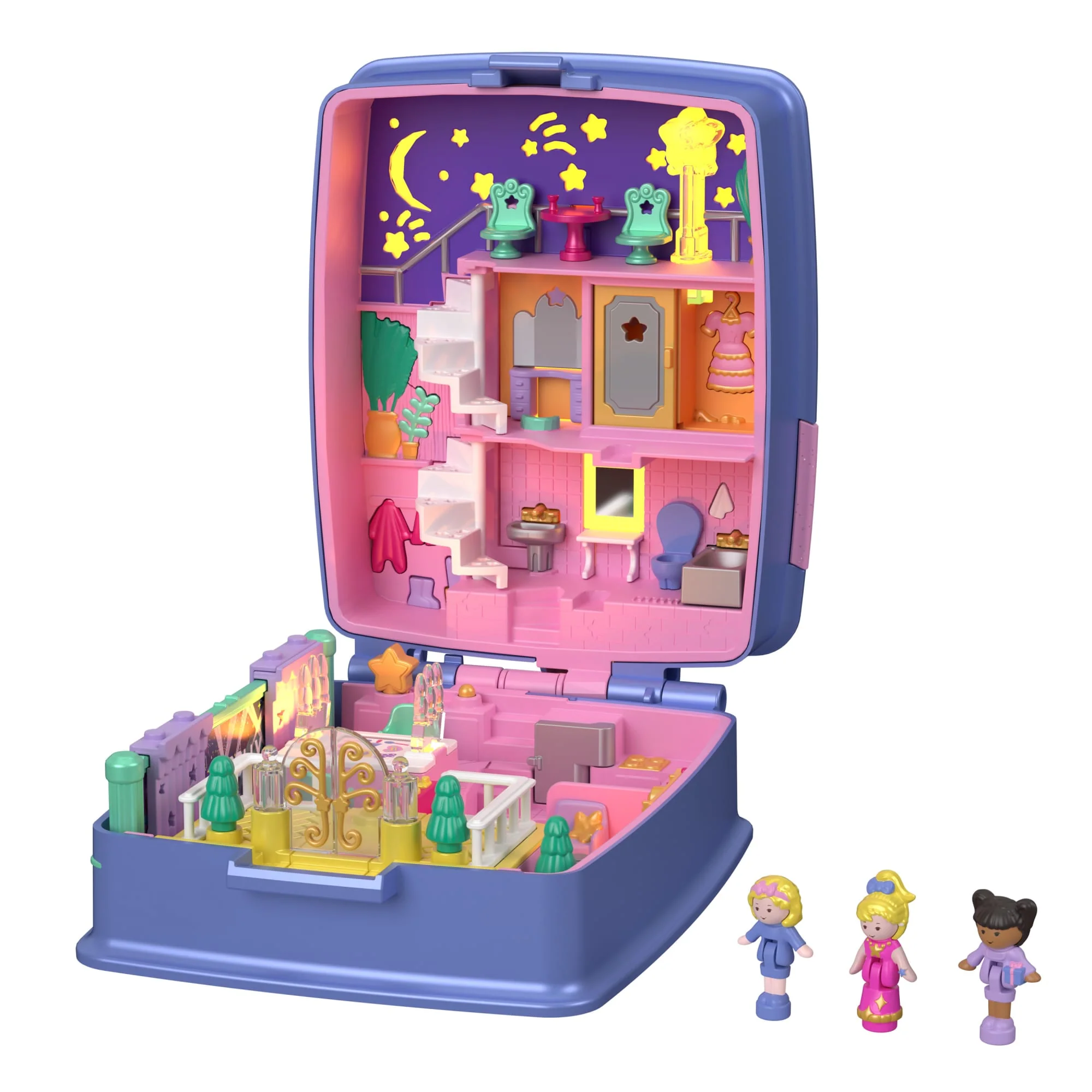 Polly Pocket Keepsake Collection Starlight Dinner Party Compact Playset With 3 Dolls And Lights