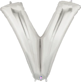 Betallic V Silver 34 inch Shaped Foil Balloon Packaged 1ct
