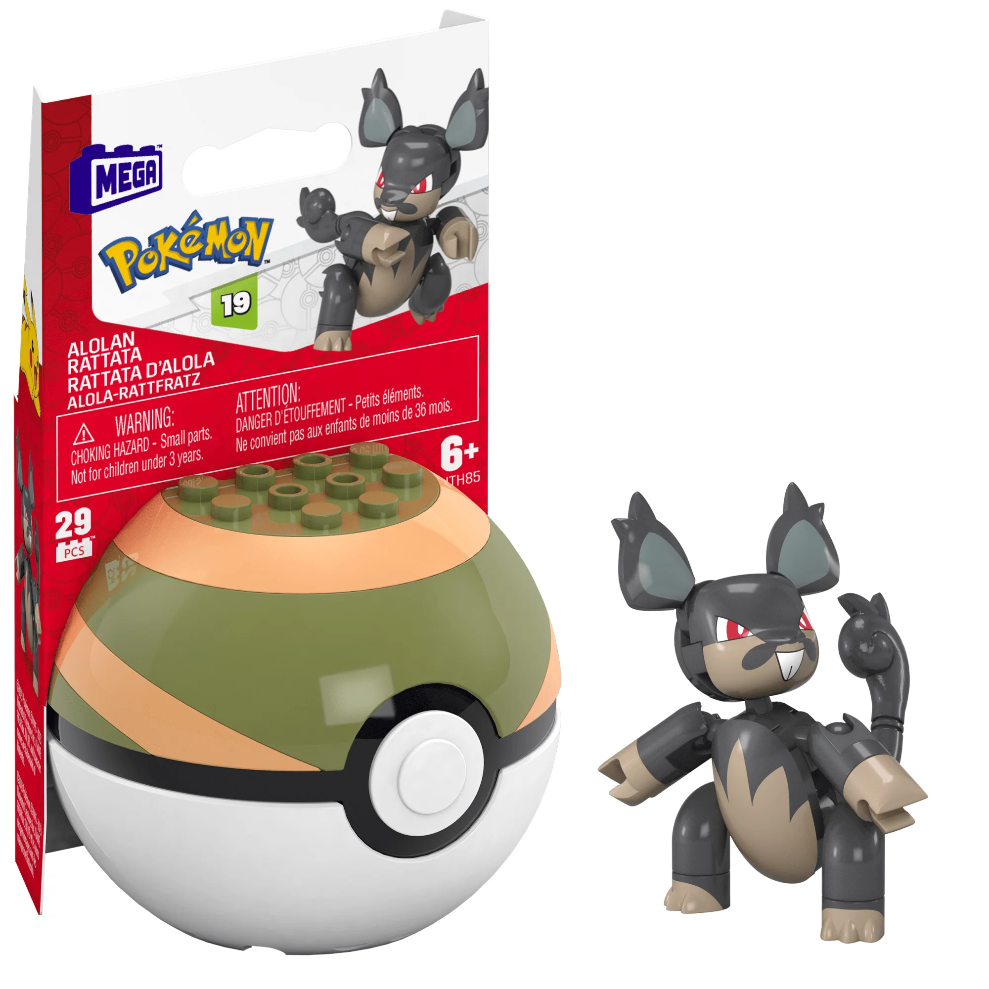 MEGA Pok��mon Alolan Rattata Building Toy Kit, Poseable Action Figure (29 Pieces) For Kids