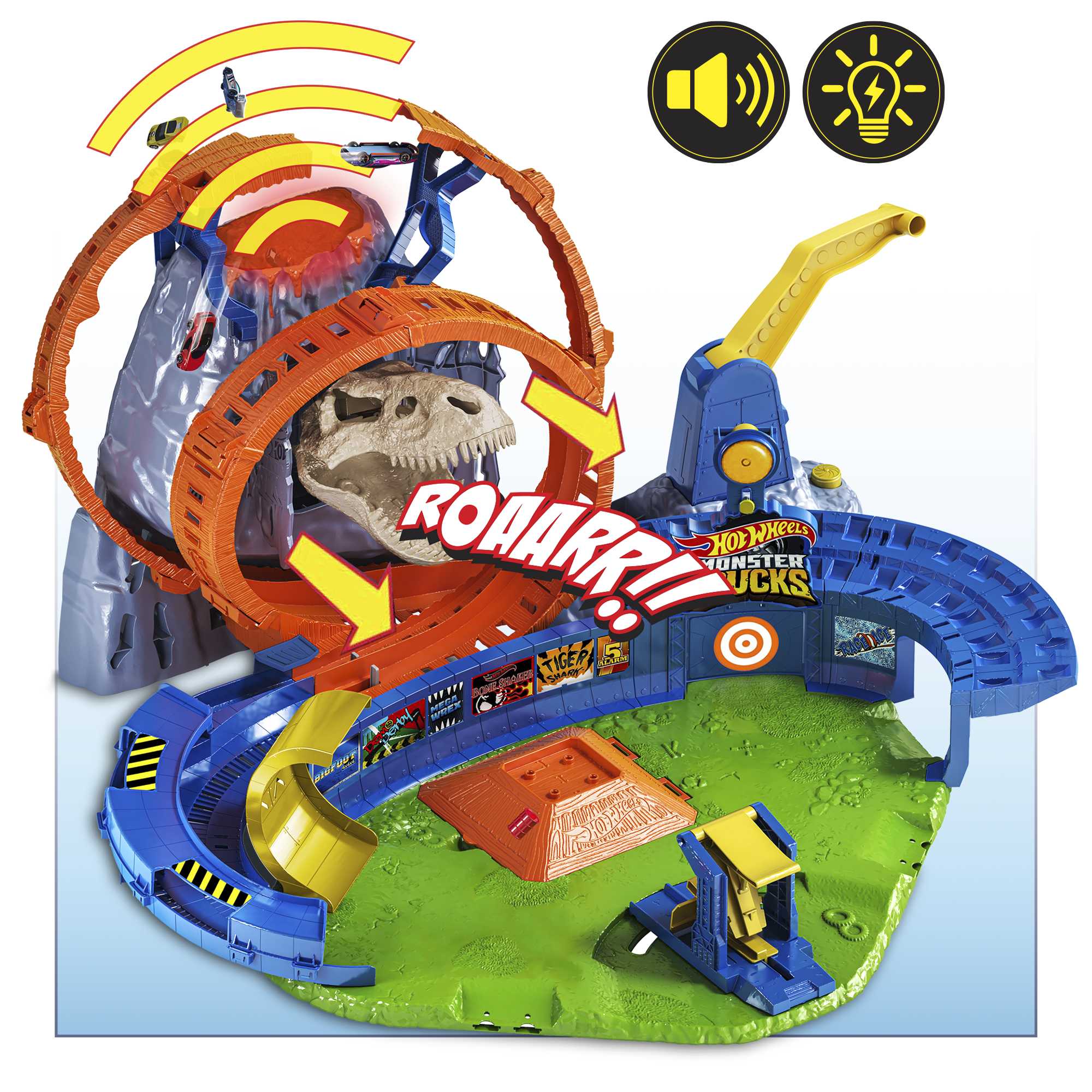 Hot Wheels Monster Trucks Pista de Juguete Temible Explosi��n Volc��nica