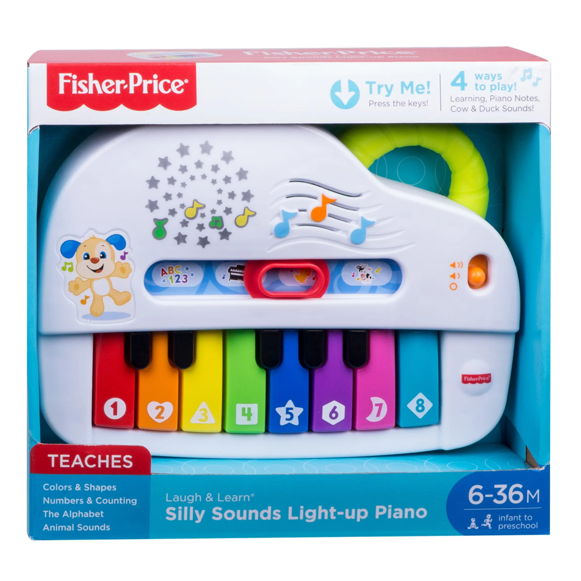 Fisher-Price Laugh & Learn Silly Sounds Light-Up Piano Interactive Toy For Baby & Toddler
