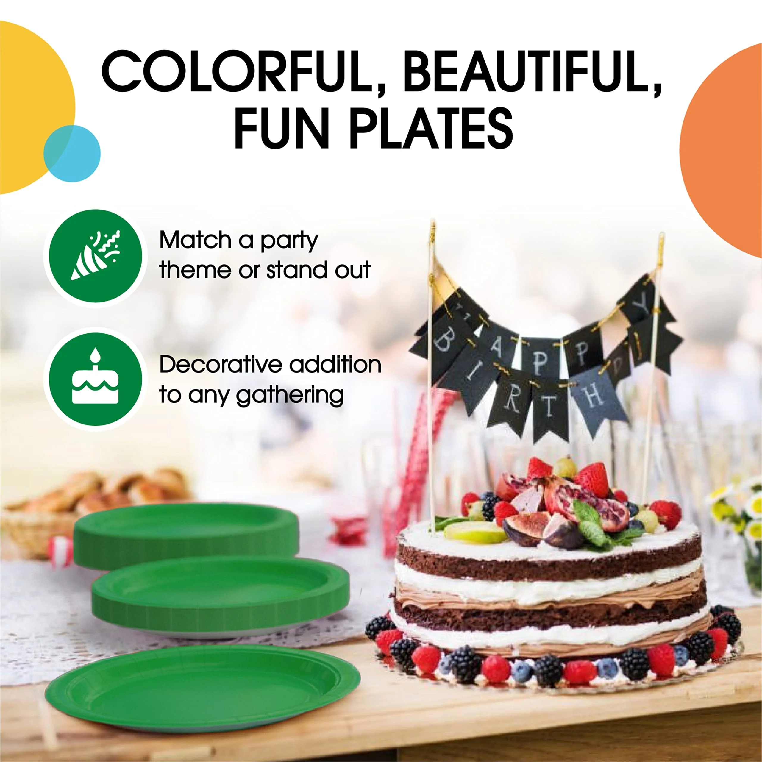 9 In. Emerald Green Paper Plates | 100 Count