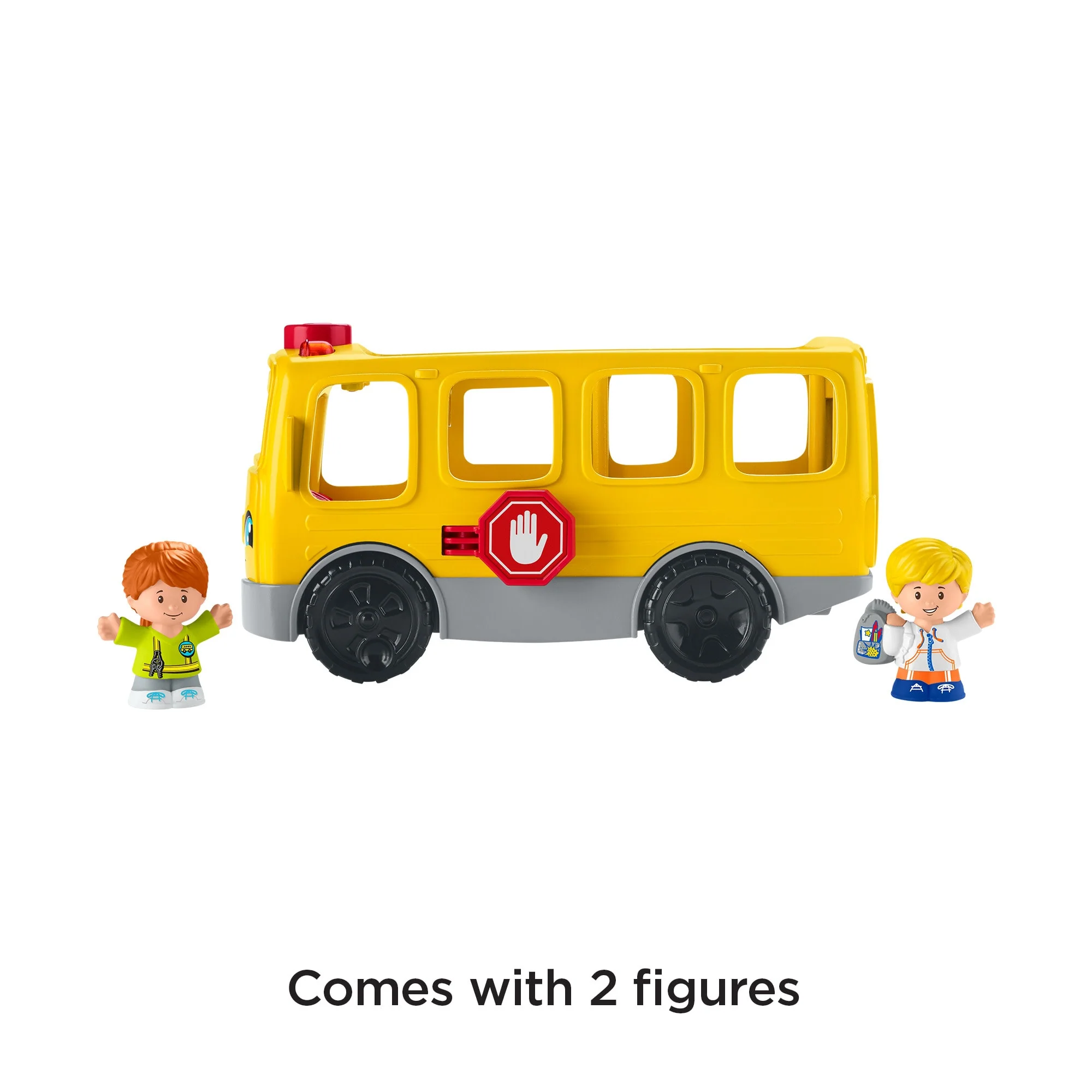 Fisher-Price Little People School Bus Toy With Lights And Sounds, 2 Figures, Toddler Toy