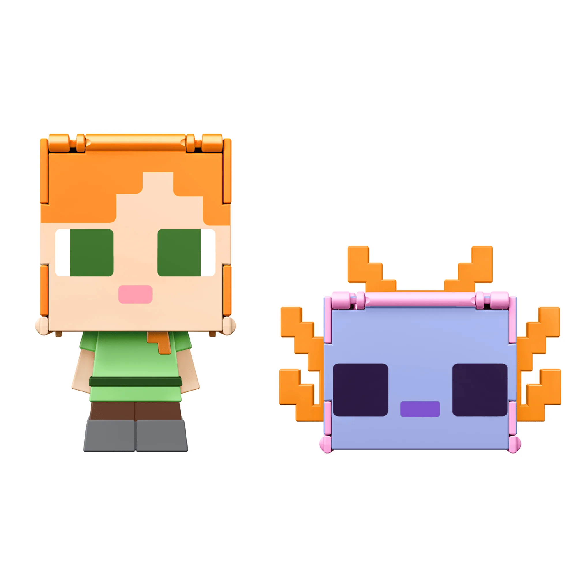 Minecraft Flippin�� Figs Alex & Axolotl Figures 2-Pack, 2-In-1 Fidget Play & Pixelated Design