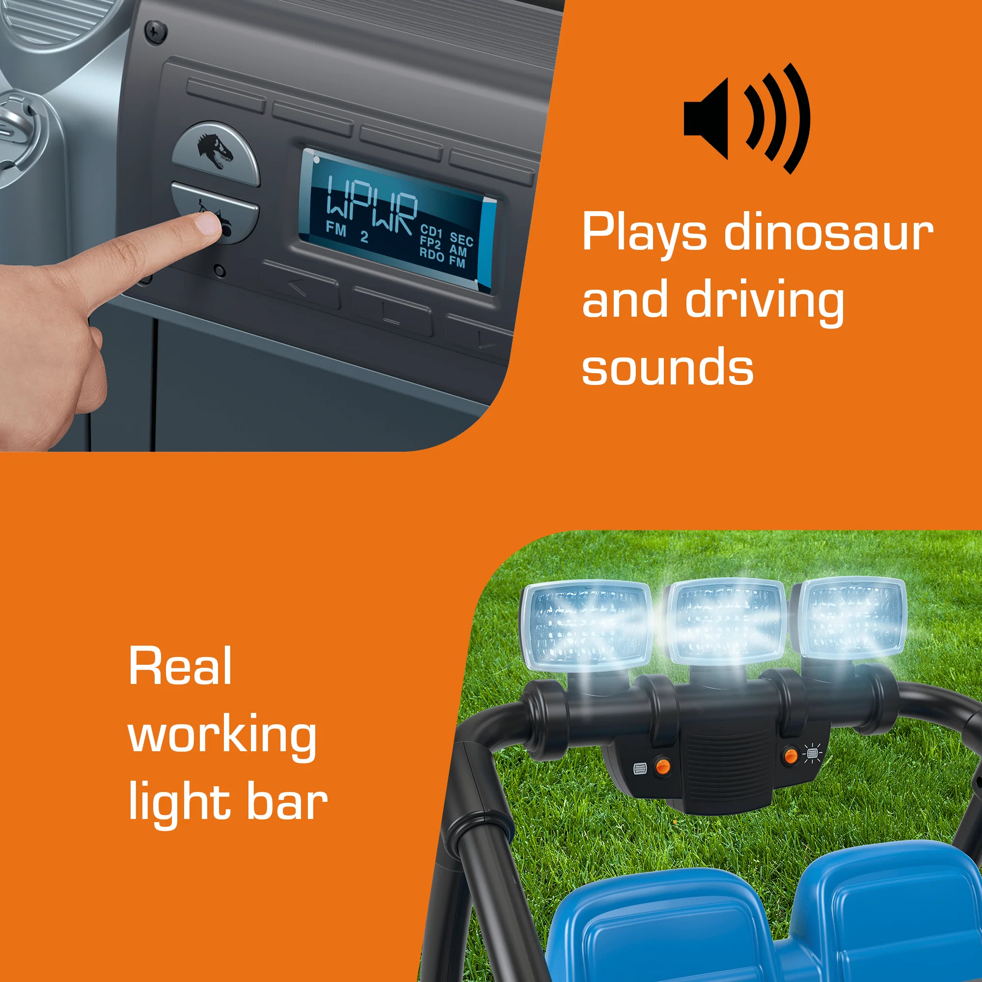 Power Wheels Jurassic World Dino Damage Jeep Wrangler Ride-On Toy With Lights And Sounds, Preschool Toy