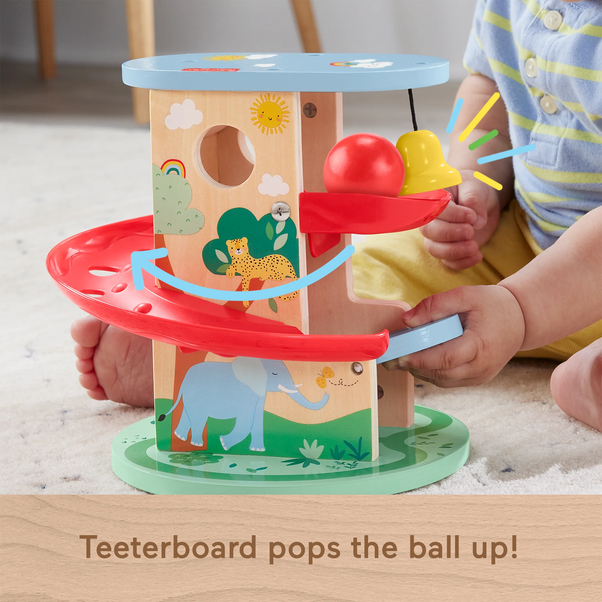 Fisher-Price Wooden Treehouse Ball Run Baby & Toddler Toy, 2 Wood Pieces