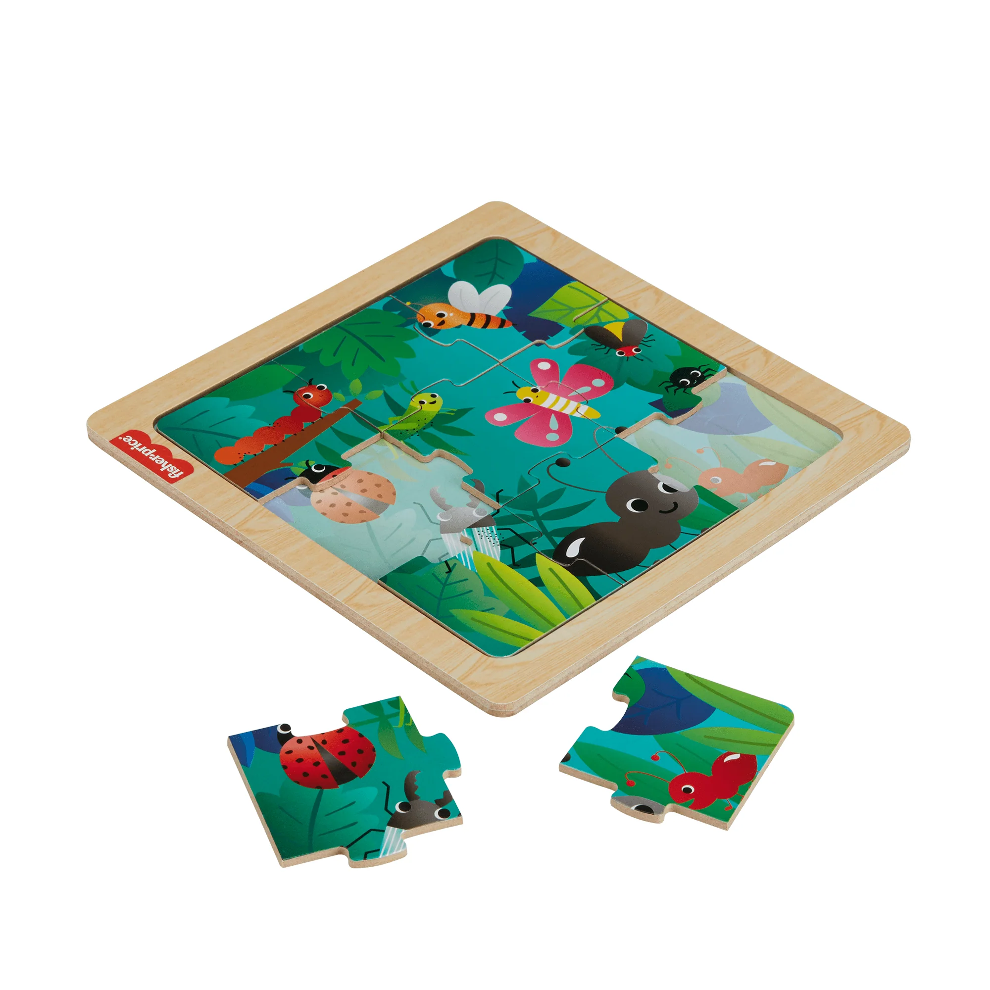 Fisher-Price Wooden Jigsaw Puzzle Jungle Theme For Toddlers & Preschool Kids, 9 Wood Pieces