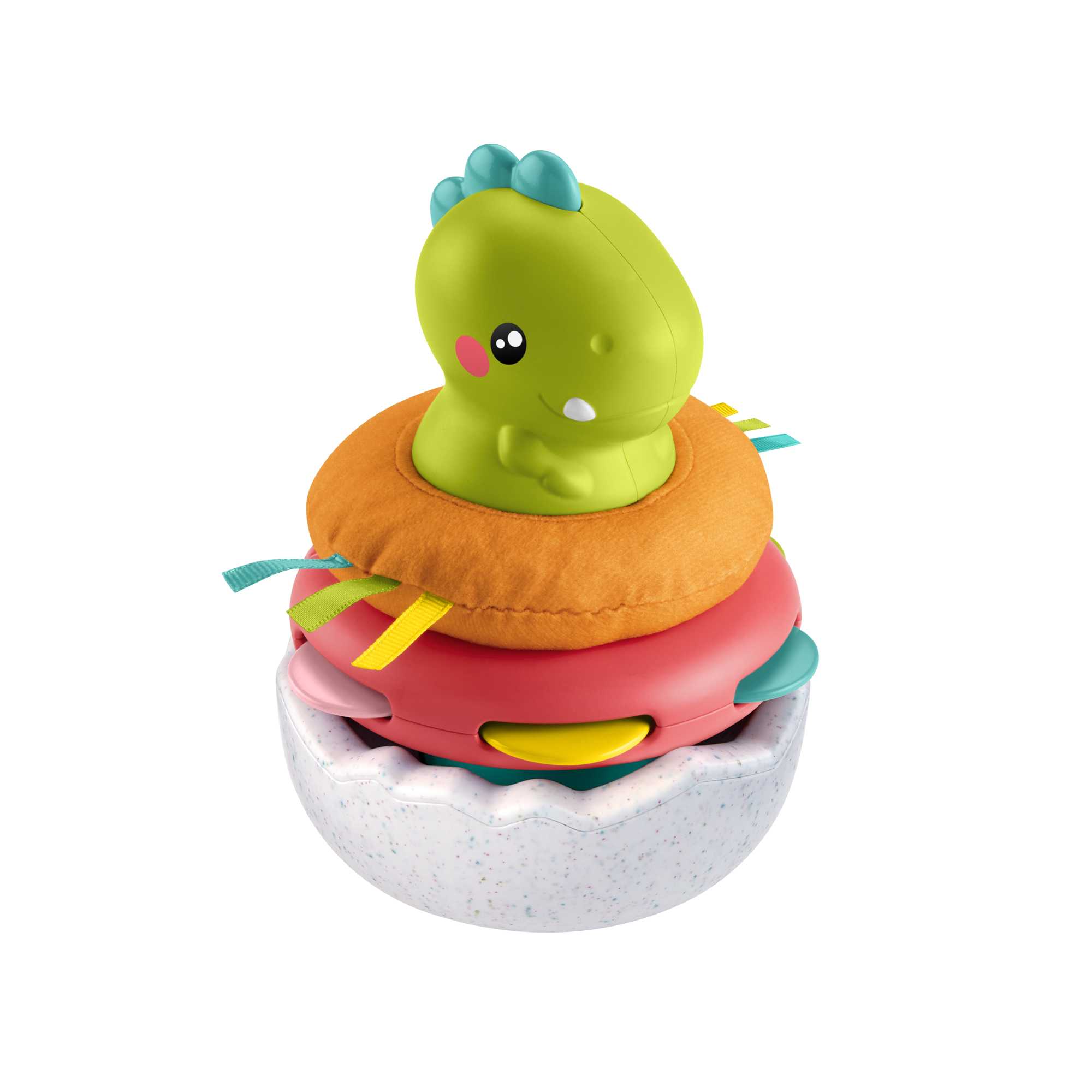 Fisher-Price Paradise Pals Baby Stacking Toy, Wobble & Stack Dinosaur, 4 Pieces