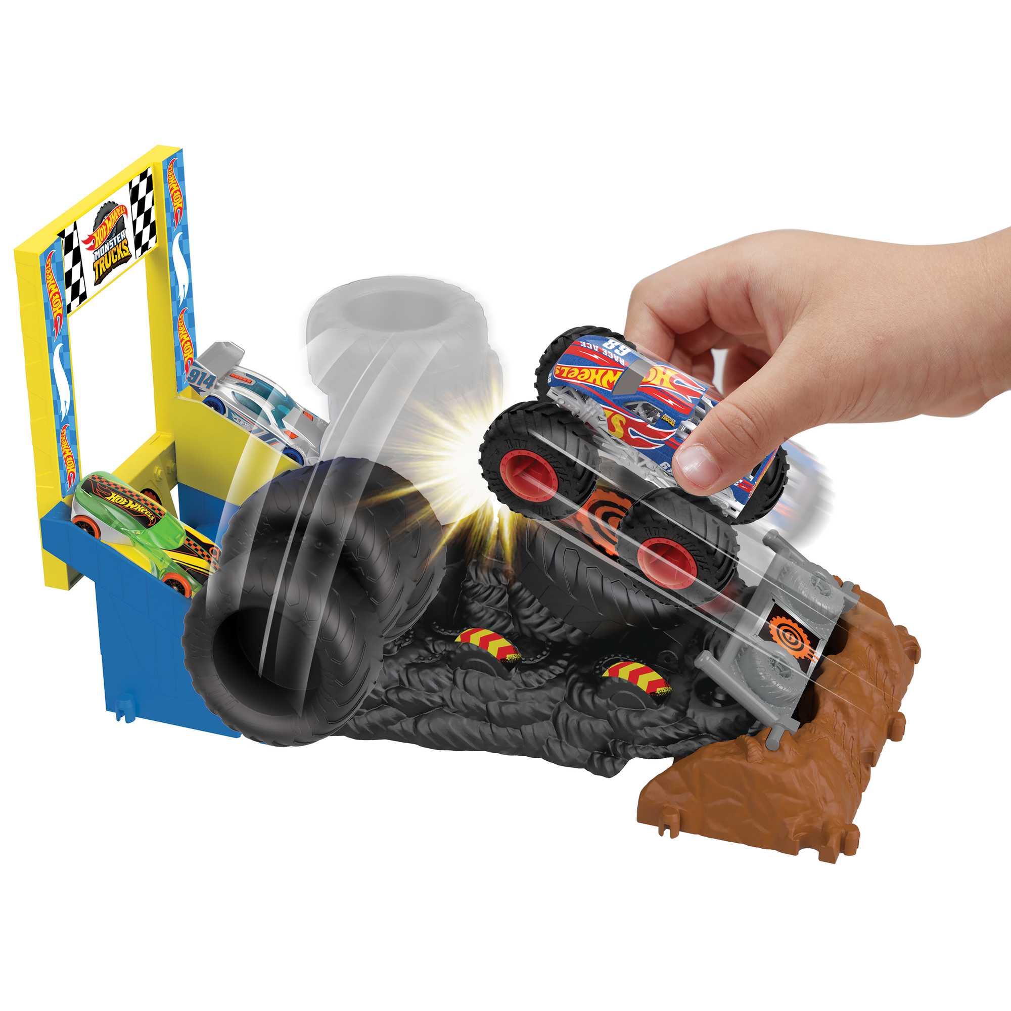 Hot Wheels Monster Trucks Arena Smashers? Race Ace Smash Race Challenge? Playset