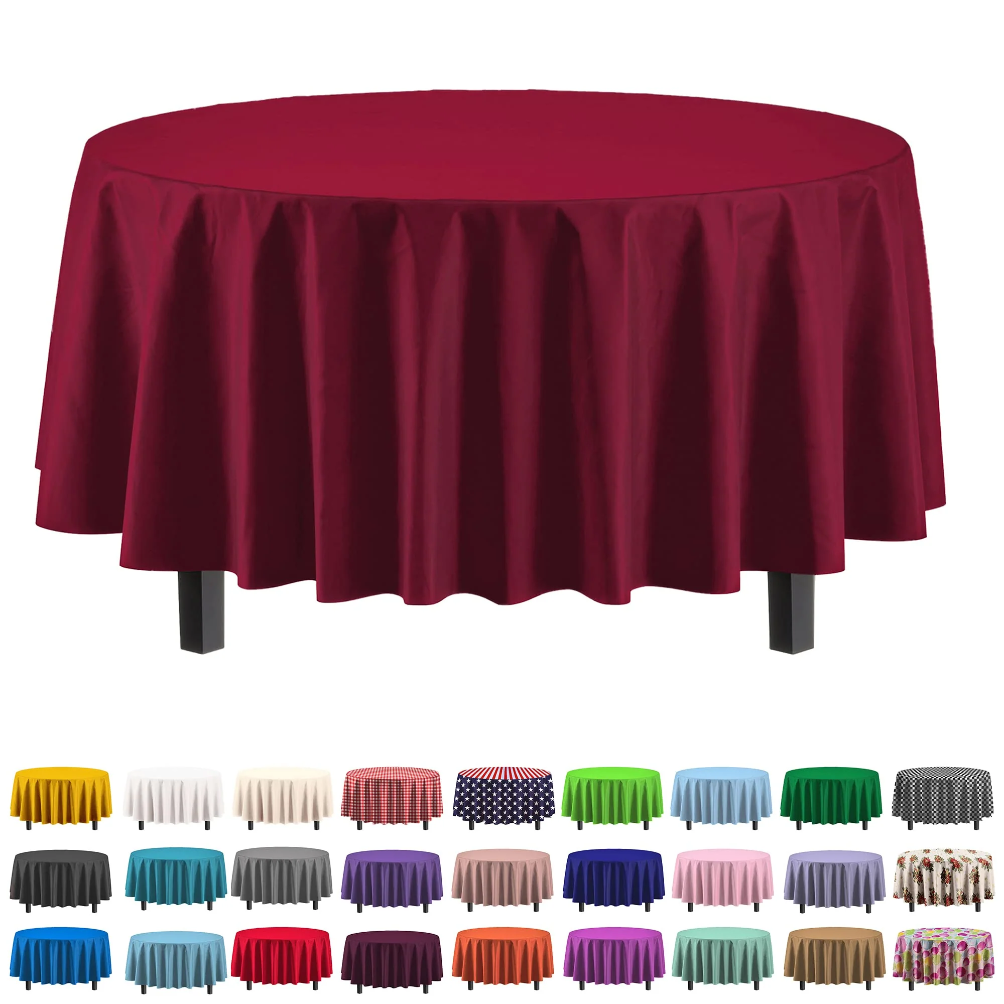 Premium Round Burgundy Table Cover