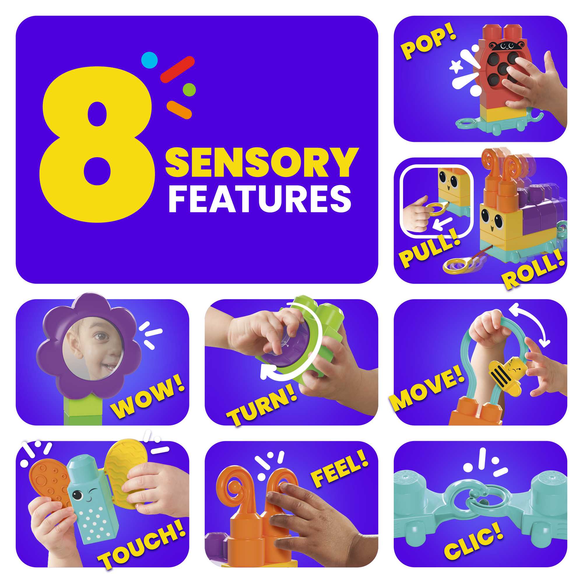 MEGA BLOKS Move N Groove Caterpillar Sensory Building Toys For Toddlers 1-3 (30 Pcs)