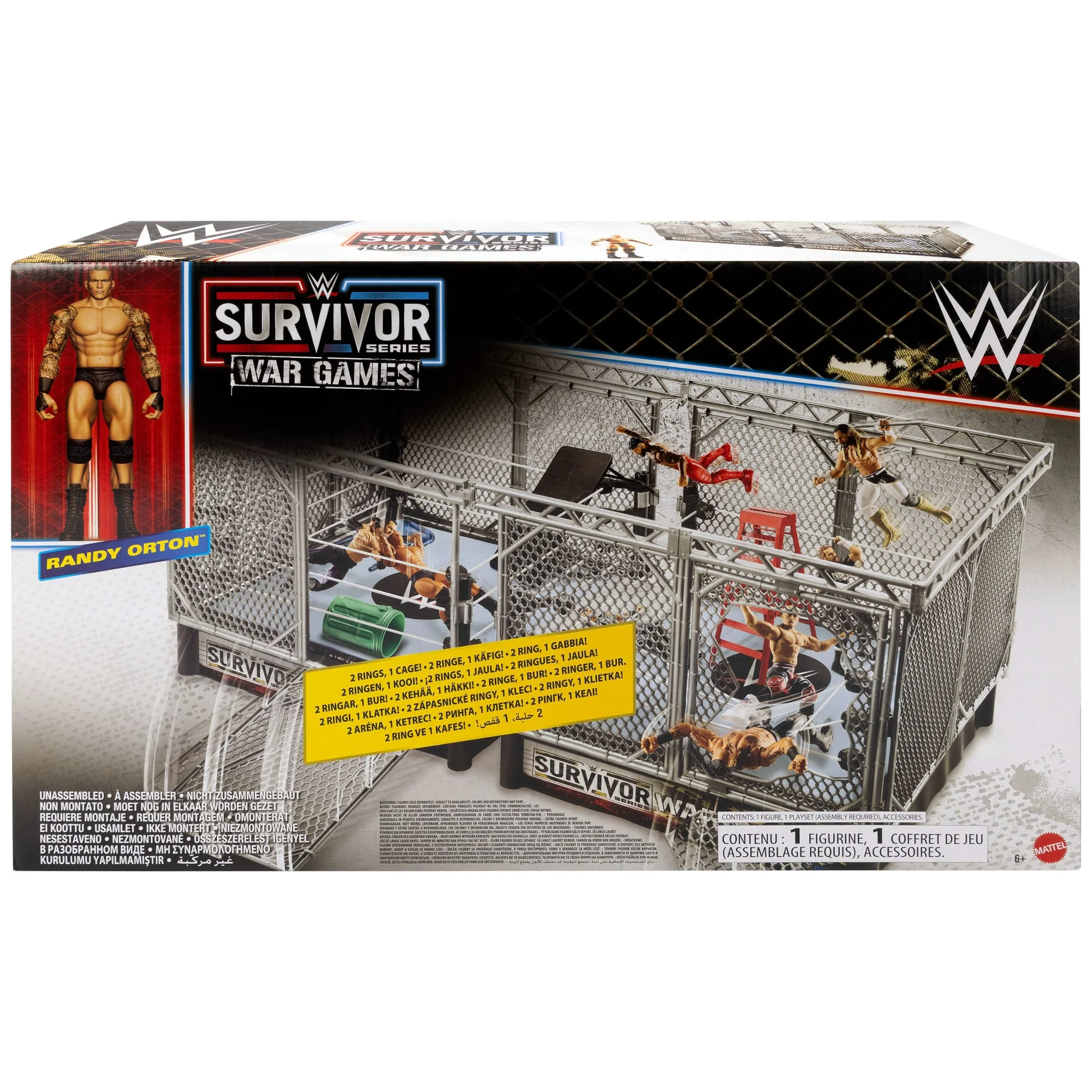 WWE Survivor War Games Playset With Randy Orton Action Figure, 2 Rings, Cage & 5 Accessories
