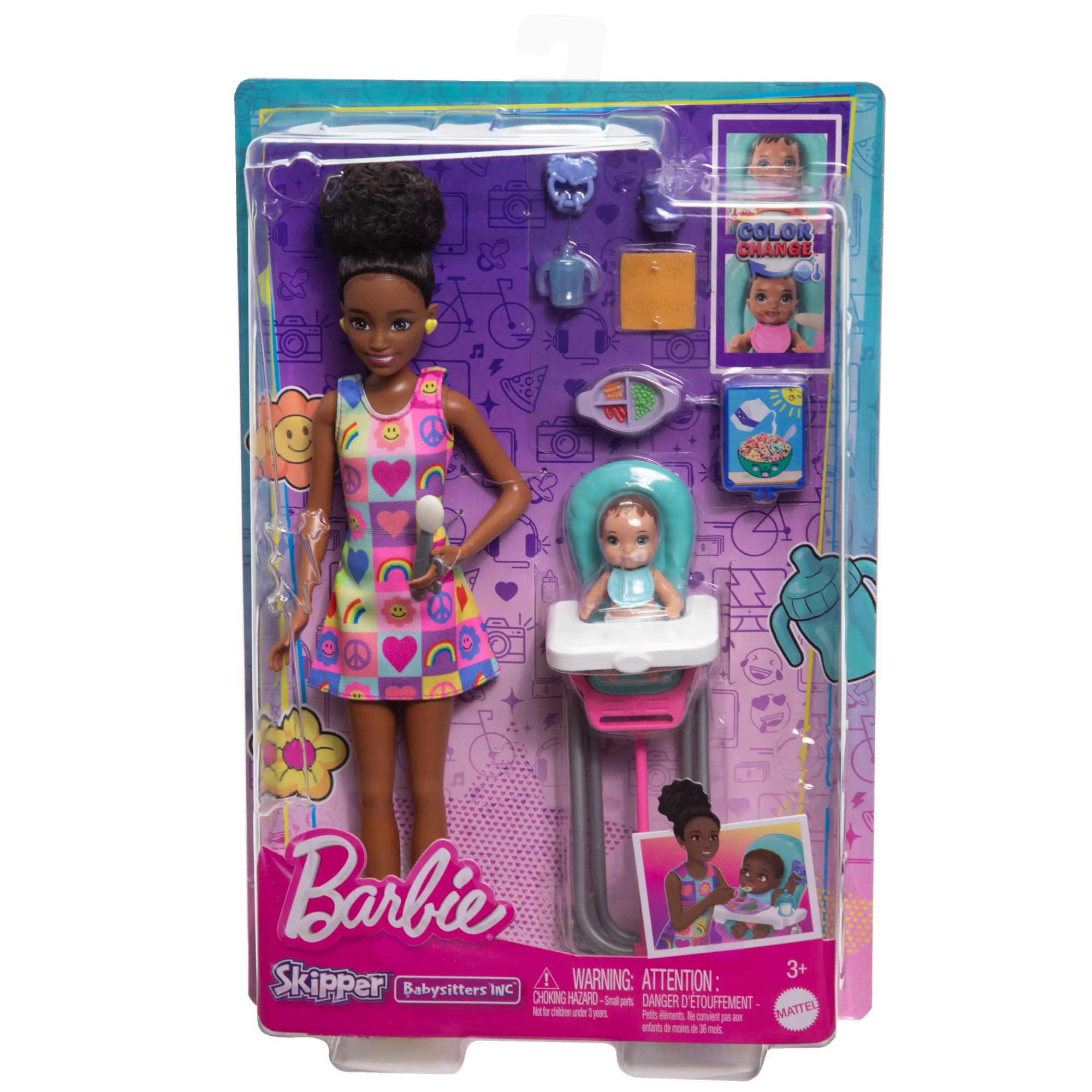Barbie Skipper Babysitters Inc & Playset, Includes Doll, Baby, And Mealtime Accessories, 10 Piece Set