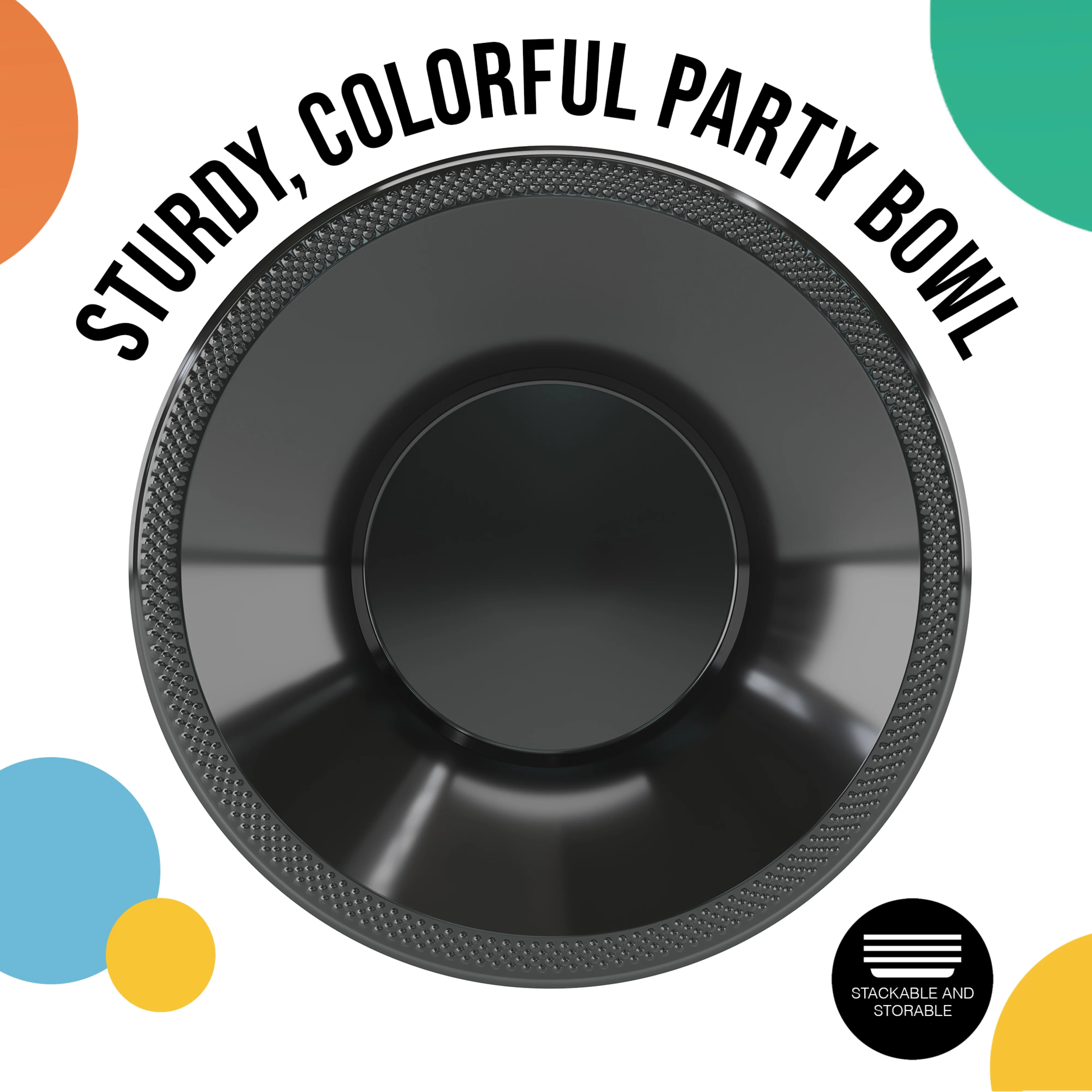 12 Oz. Black Plastic Bowls | 50 Count