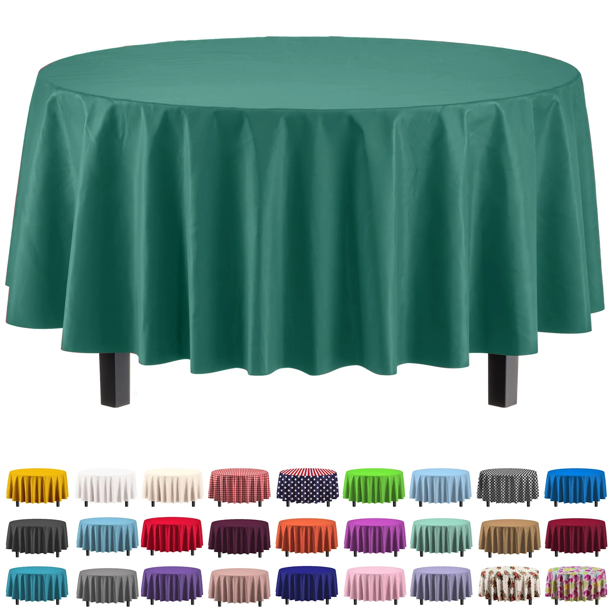 Dark Green Round Plastic Table Cover