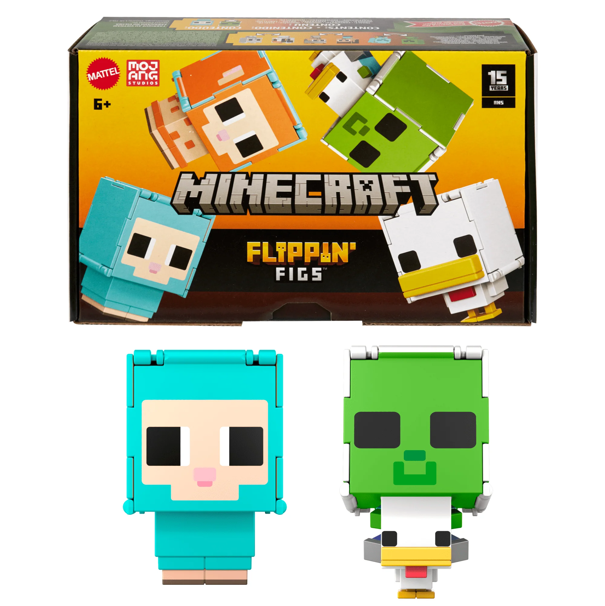 Minecraft Flippin�� Figs Sheep & Chicken Figures 2-Pack, 2-In-1 Fidget Play & Pixelated Design