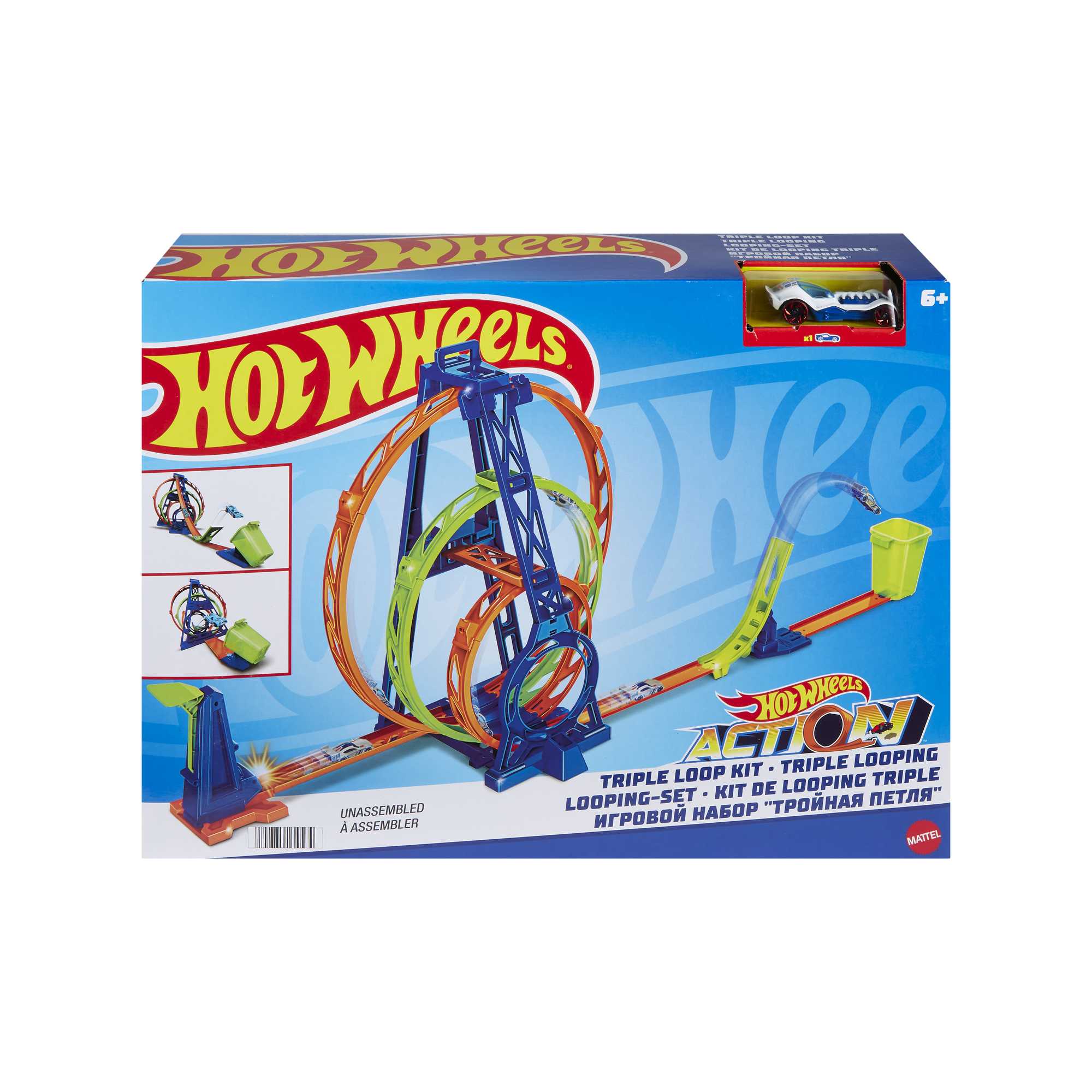 Hot Wheels Track With 1 Hot Wheels Car, Triple Loop Kit Track Set