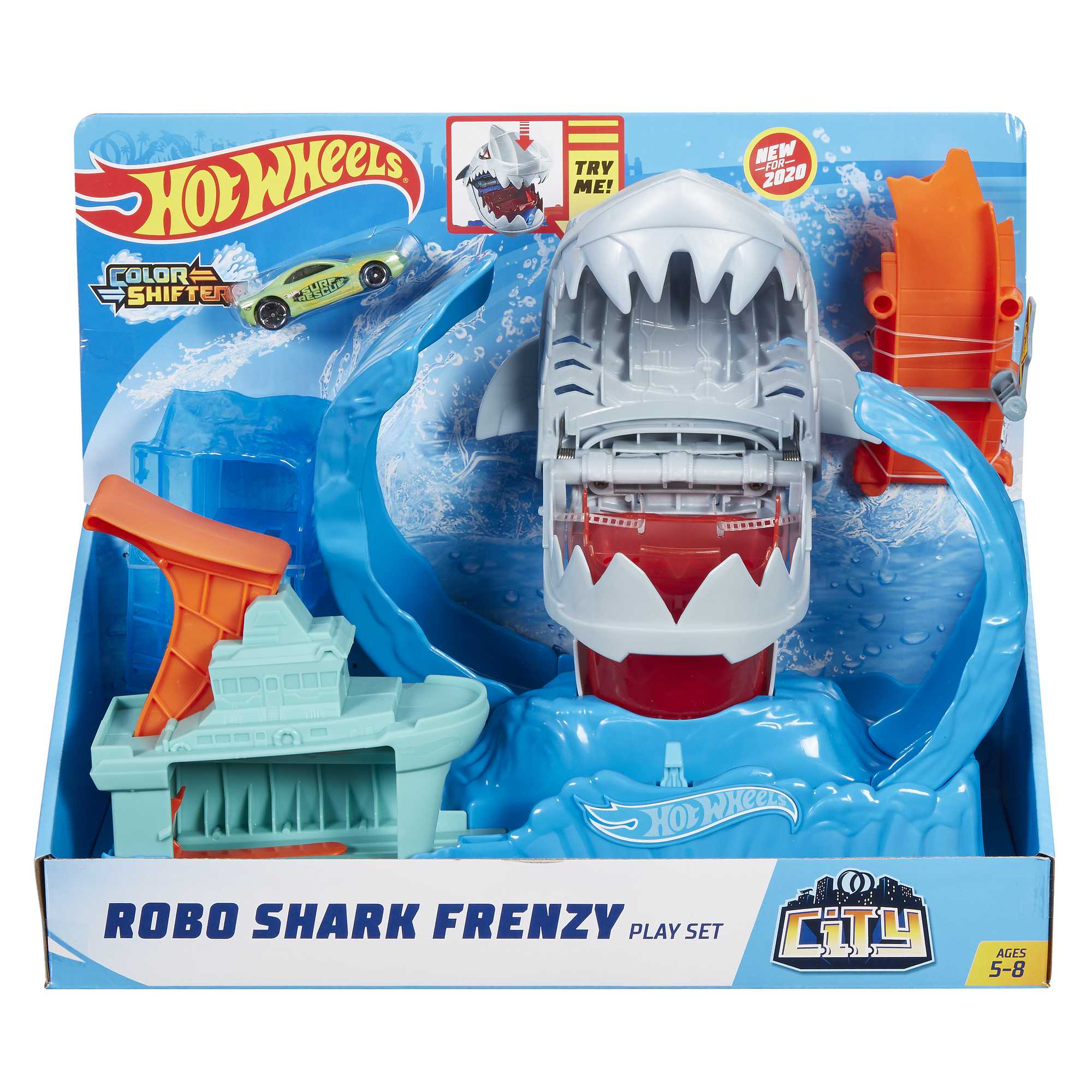 Hot Wheels City Color Shifter Shark Jump Play Set