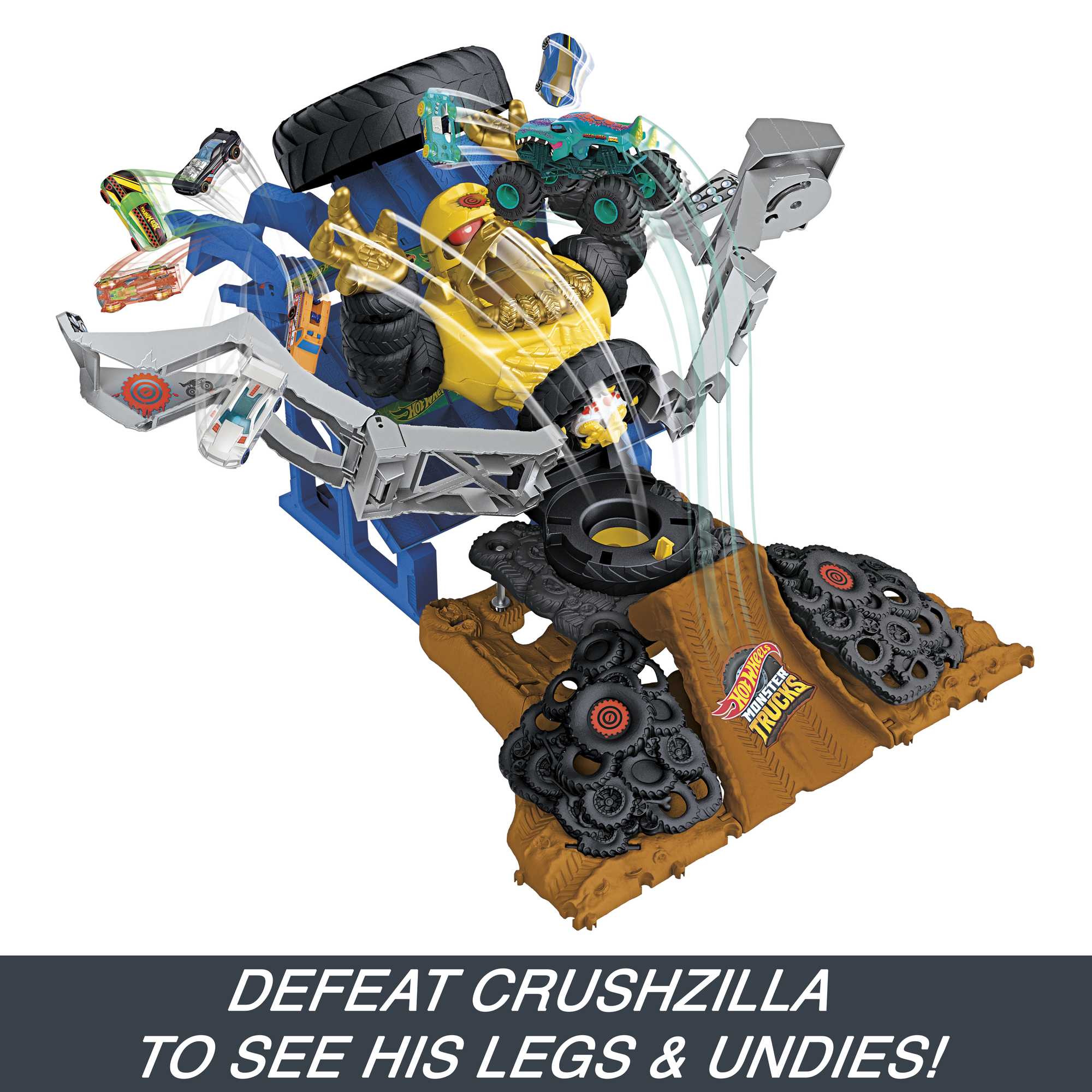 Hot Wheels Monster Trucks Arena Smashers MEGA-Wrex vs Crushzilla Takedown Playset