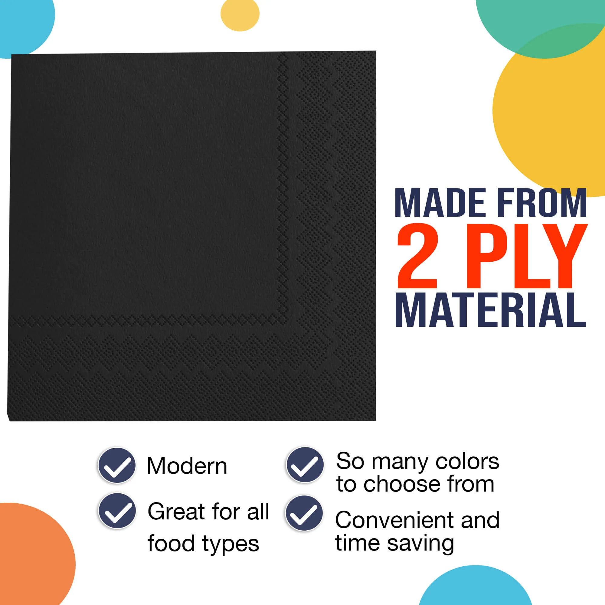 Black Beverage Napkins | 20 Count