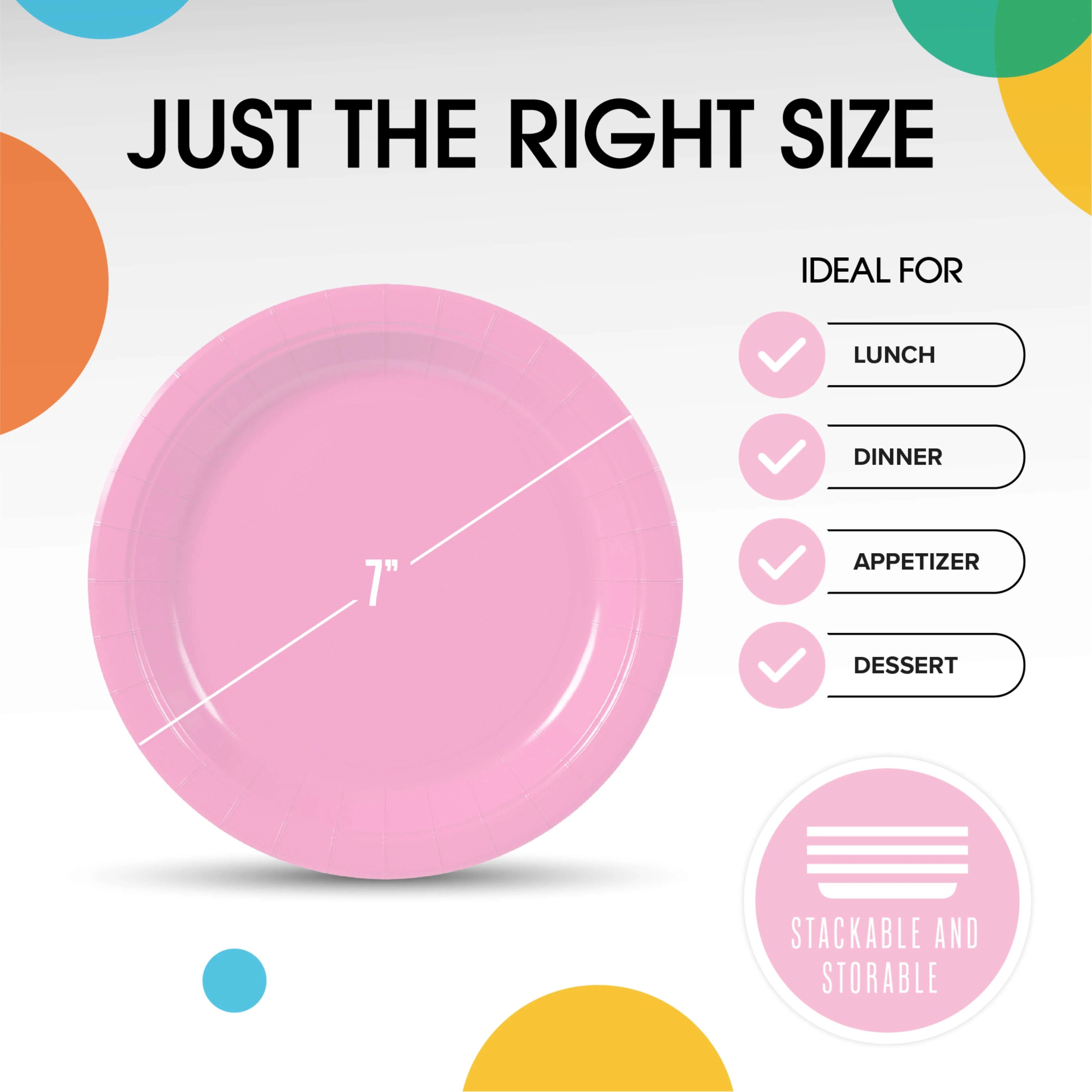 7 In. Pink Paper Plates - 50 Ct.