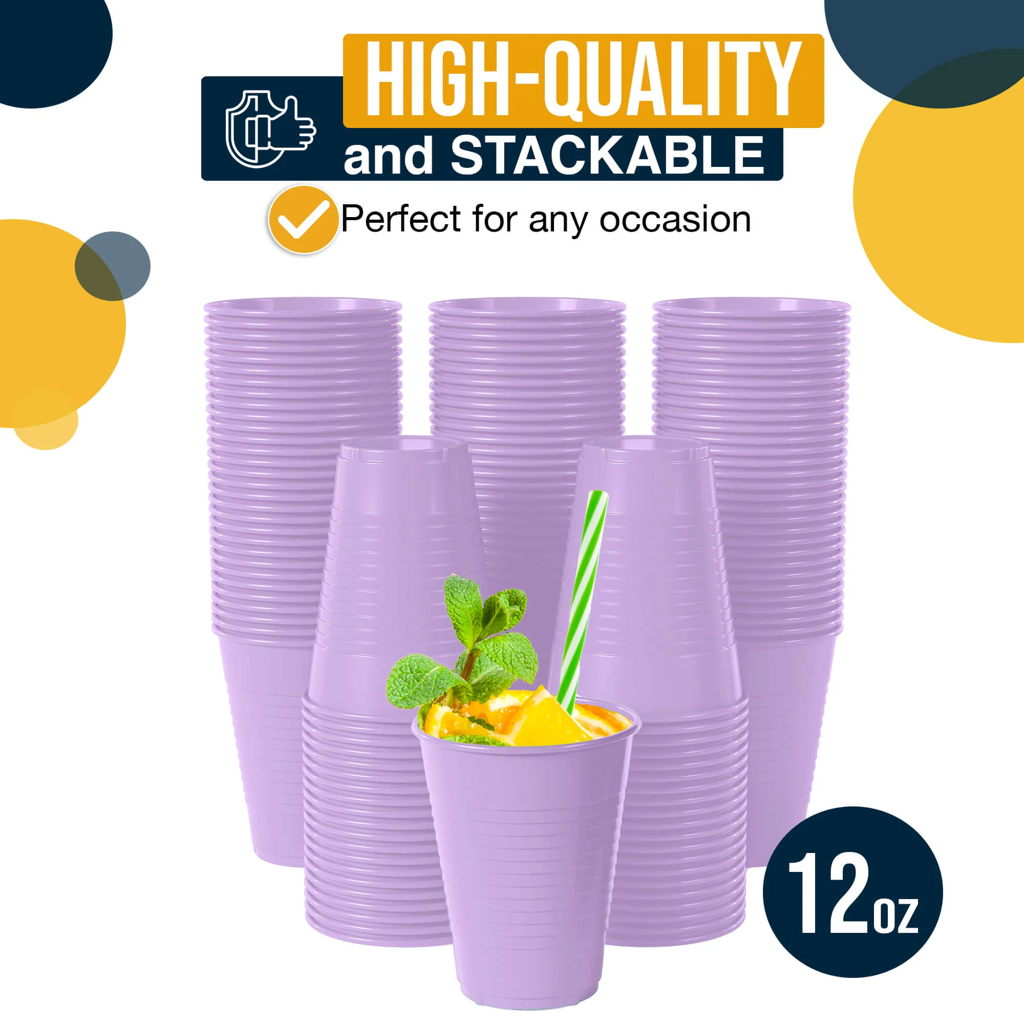 12 Oz. Lavender Plastic Cups | 50 Count