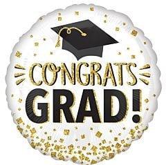 Anagram Congrats Grad Gold Glitter 17in Foil Balloon