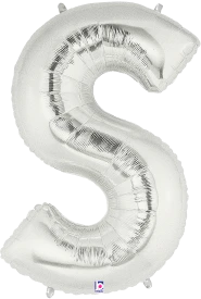 Betallic S Silver 34 inch Shaped Foil Balloon Packaged 1ct