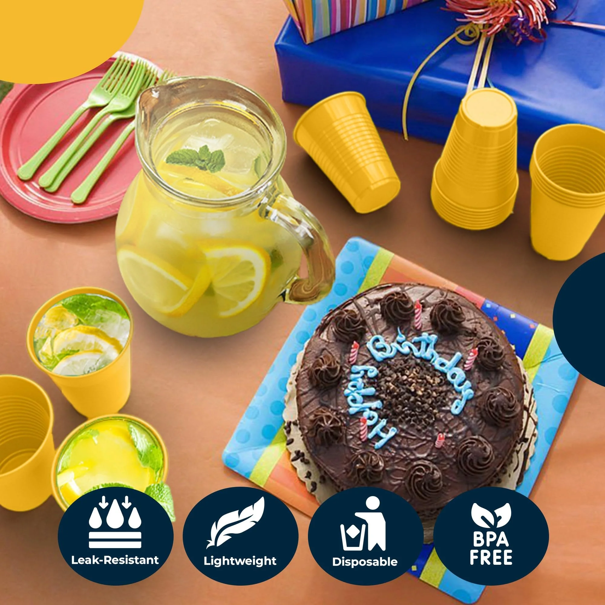 12 Oz. Yellow Plastic Cups | 50 Count