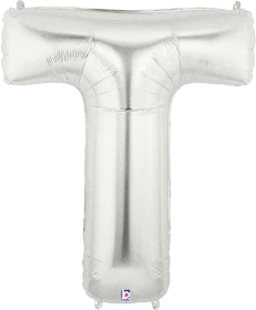Betallic T Silver 34 inch Shaped Foil Balloon Packaged 1ct