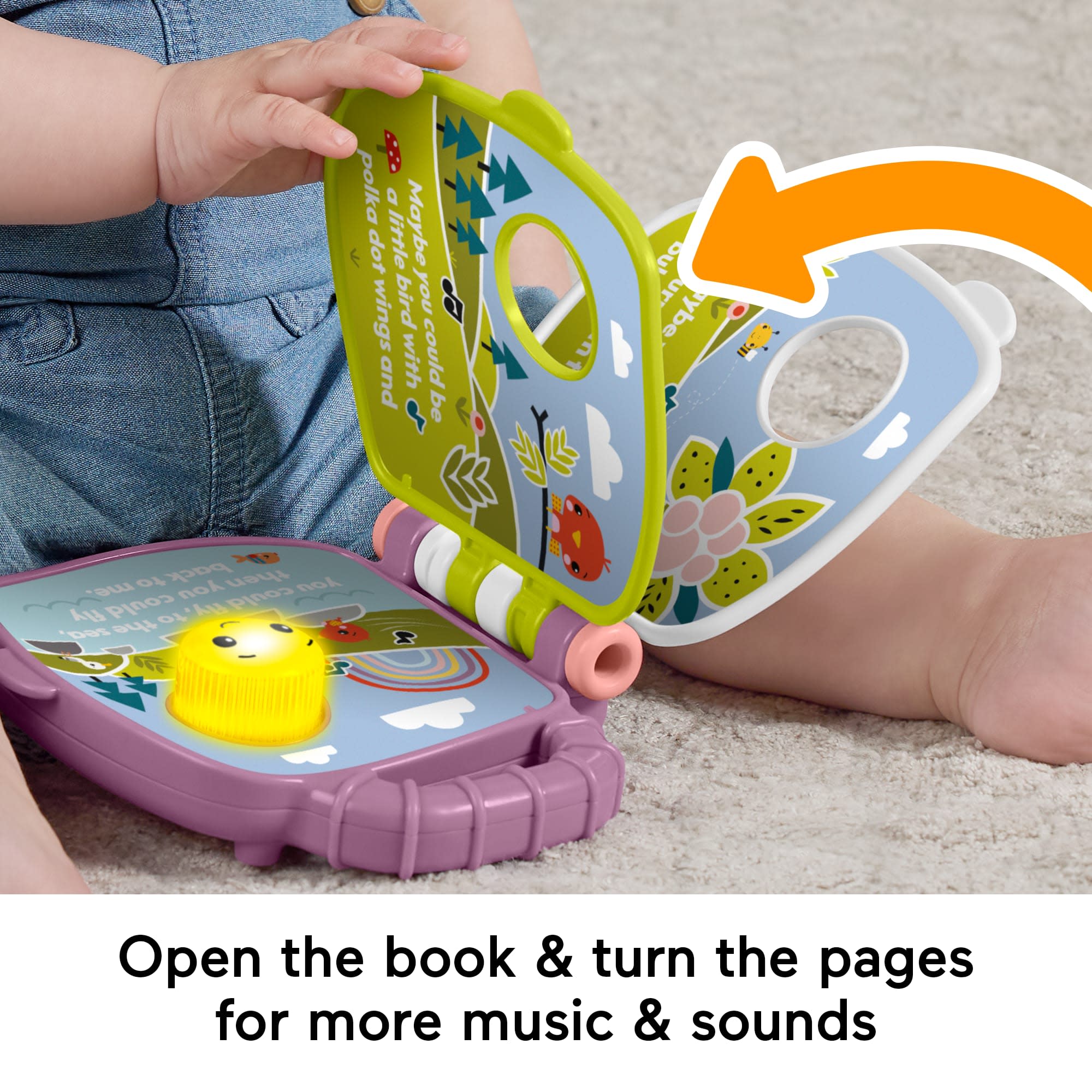 Fisher-Price Purple Monkey Musical Storybook Toy For Baby & Toddler With Lights & Sounds