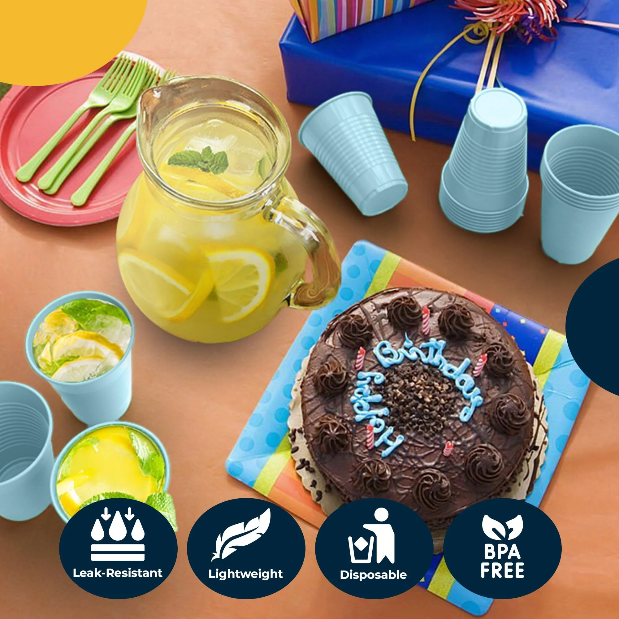 12 Oz. Light Blue Plastic Cups | 50 Count