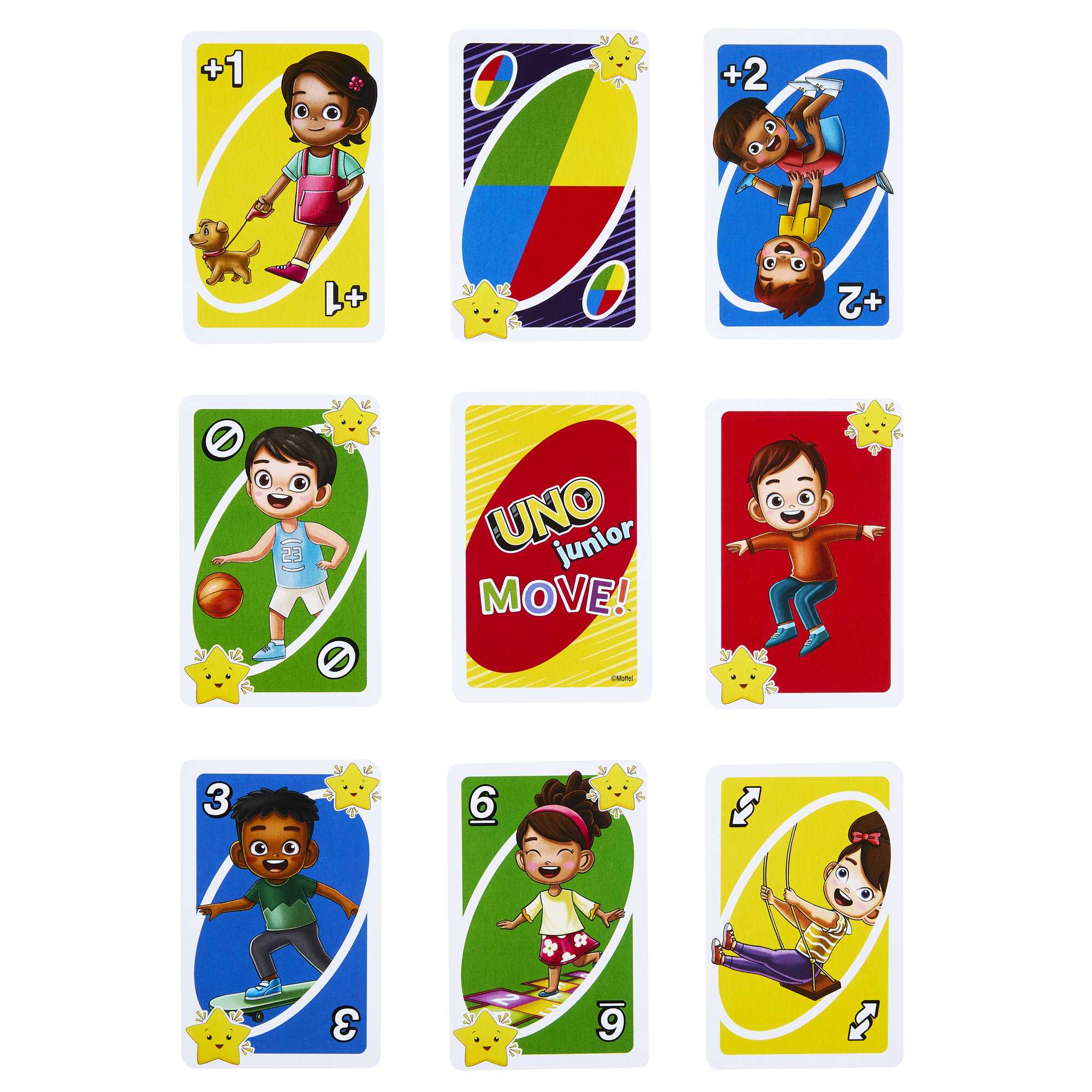UNO Junior Move! Card Game For Kids With Active Play, Simple Rules, 3 Levels Of Play And Matching