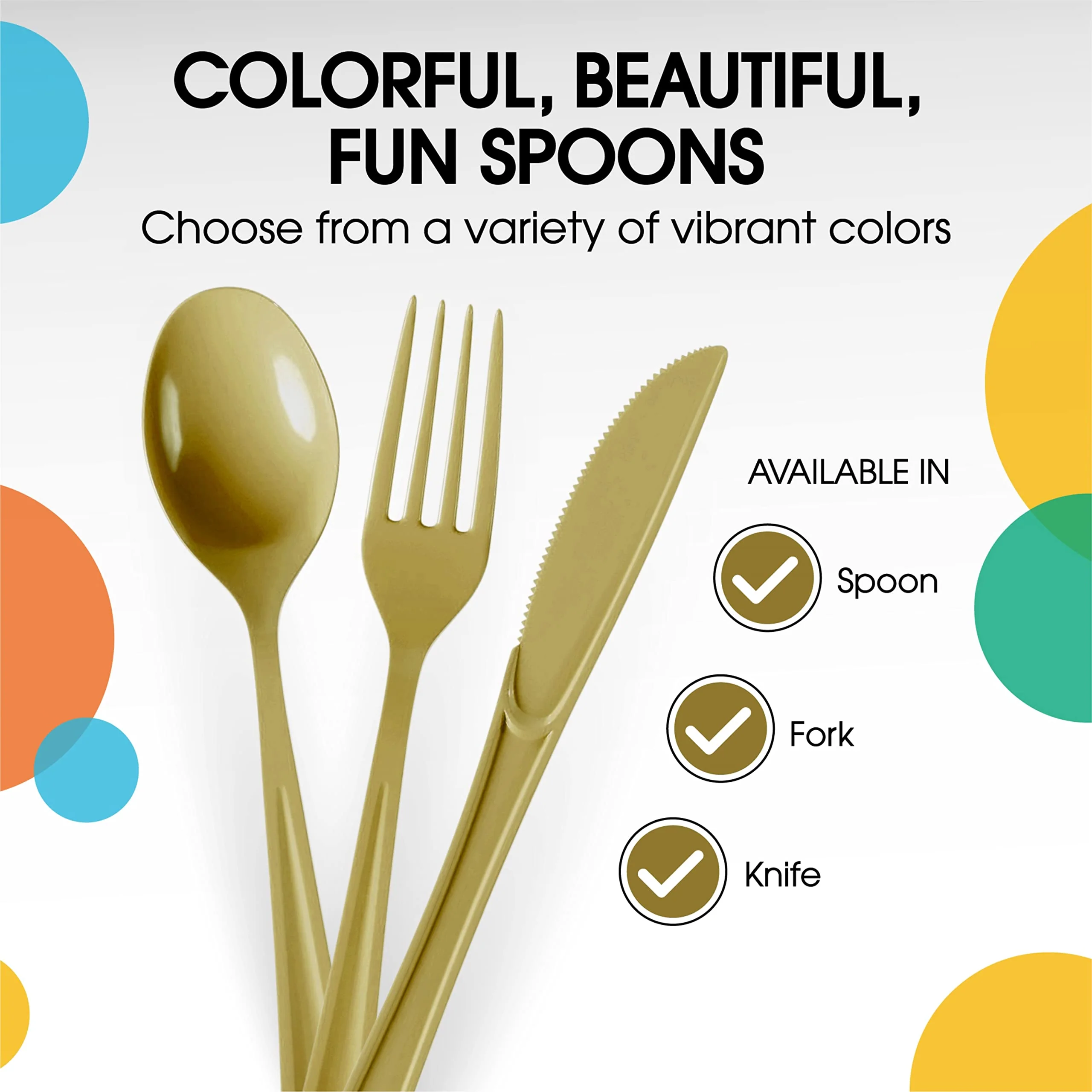 Heavy Duty Gold Plastic Spoons | 50 Count