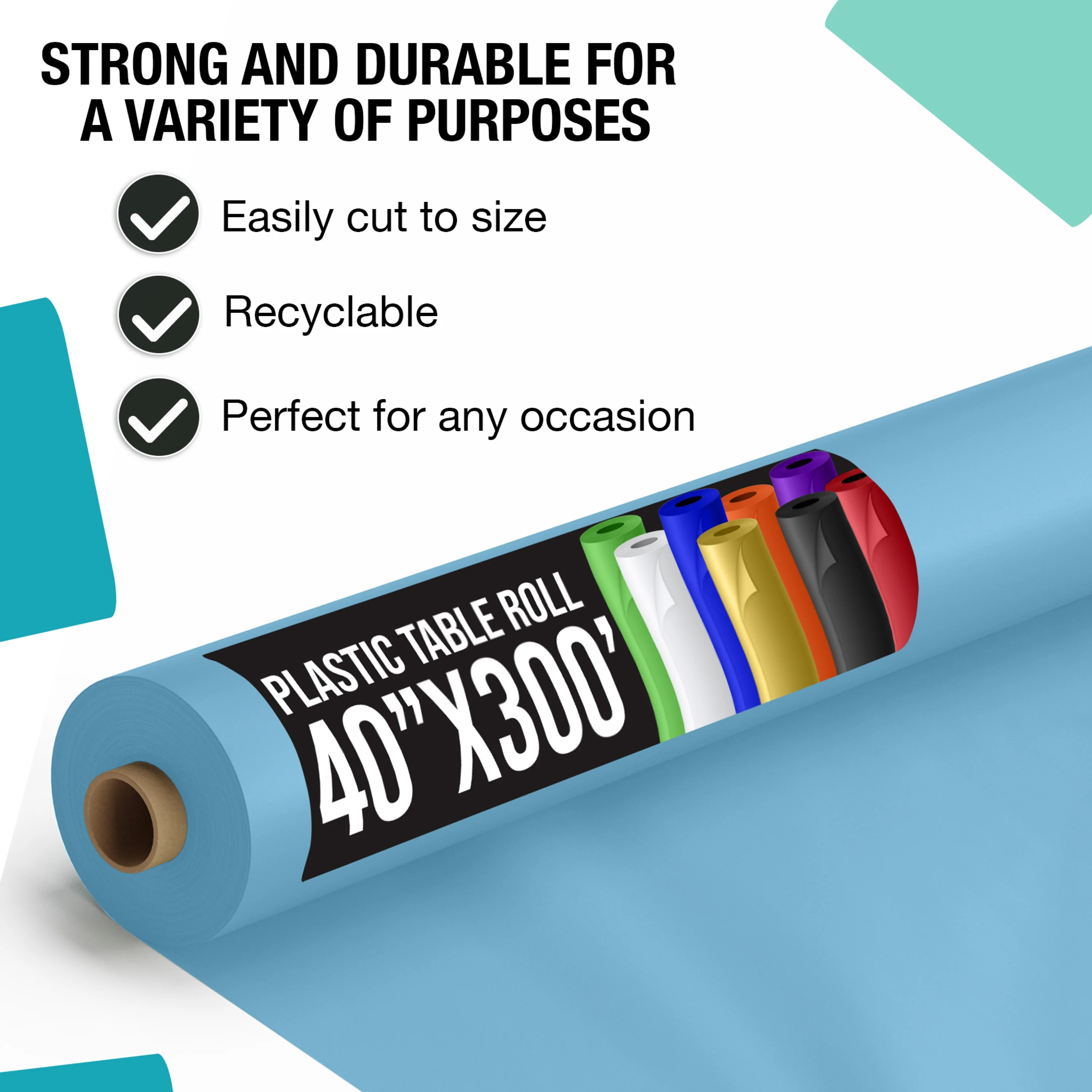 40 In. x 300 Ft. Premium Sky Blue Table Roll