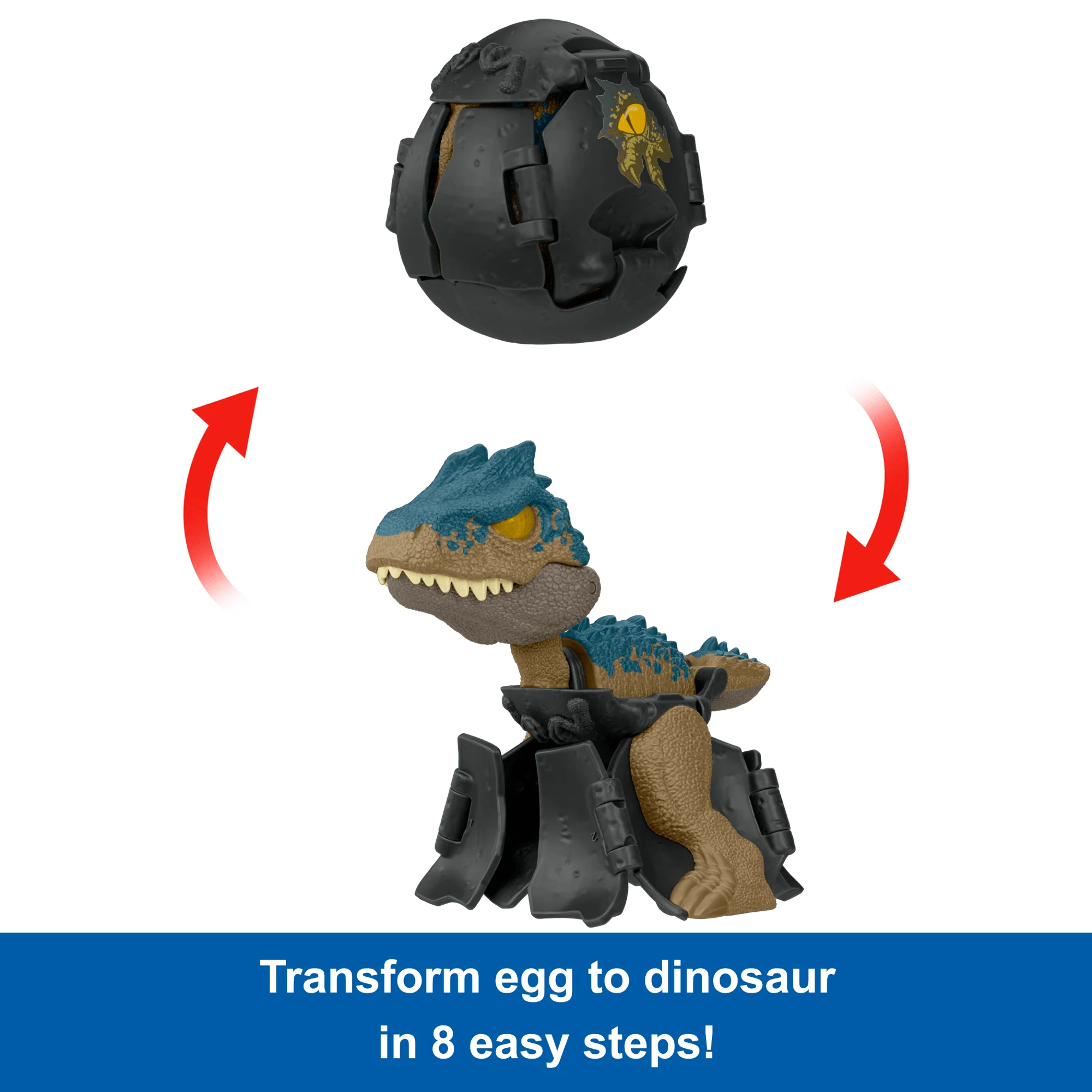 Jurassic World Egg To Allosaurus Transforming Toy, Hidden Hatchers With Color Adapter