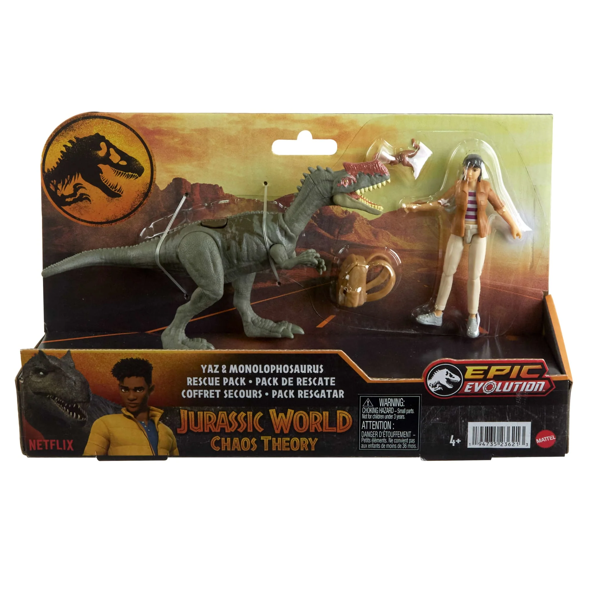 Jurassic World: Chaos Theory Storypack, Yaz & Monolophosaurus Action Figure Toys & 2 Accessories