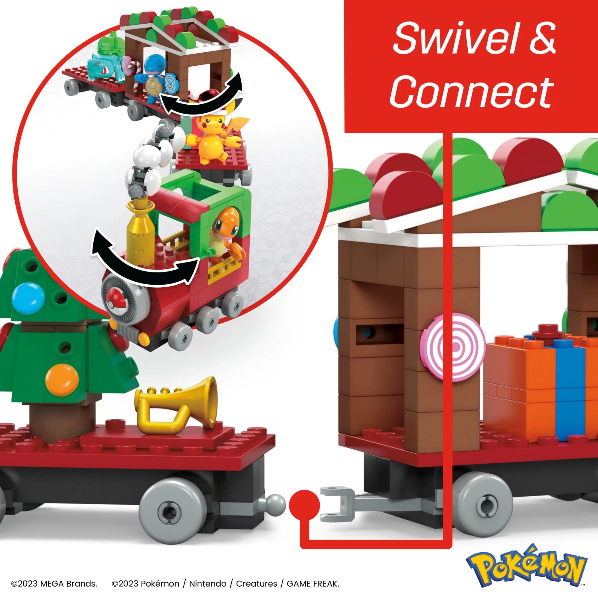 MEGA Pok��mon Holiday Train Building Set With 373 Pieces And Festive Surprises